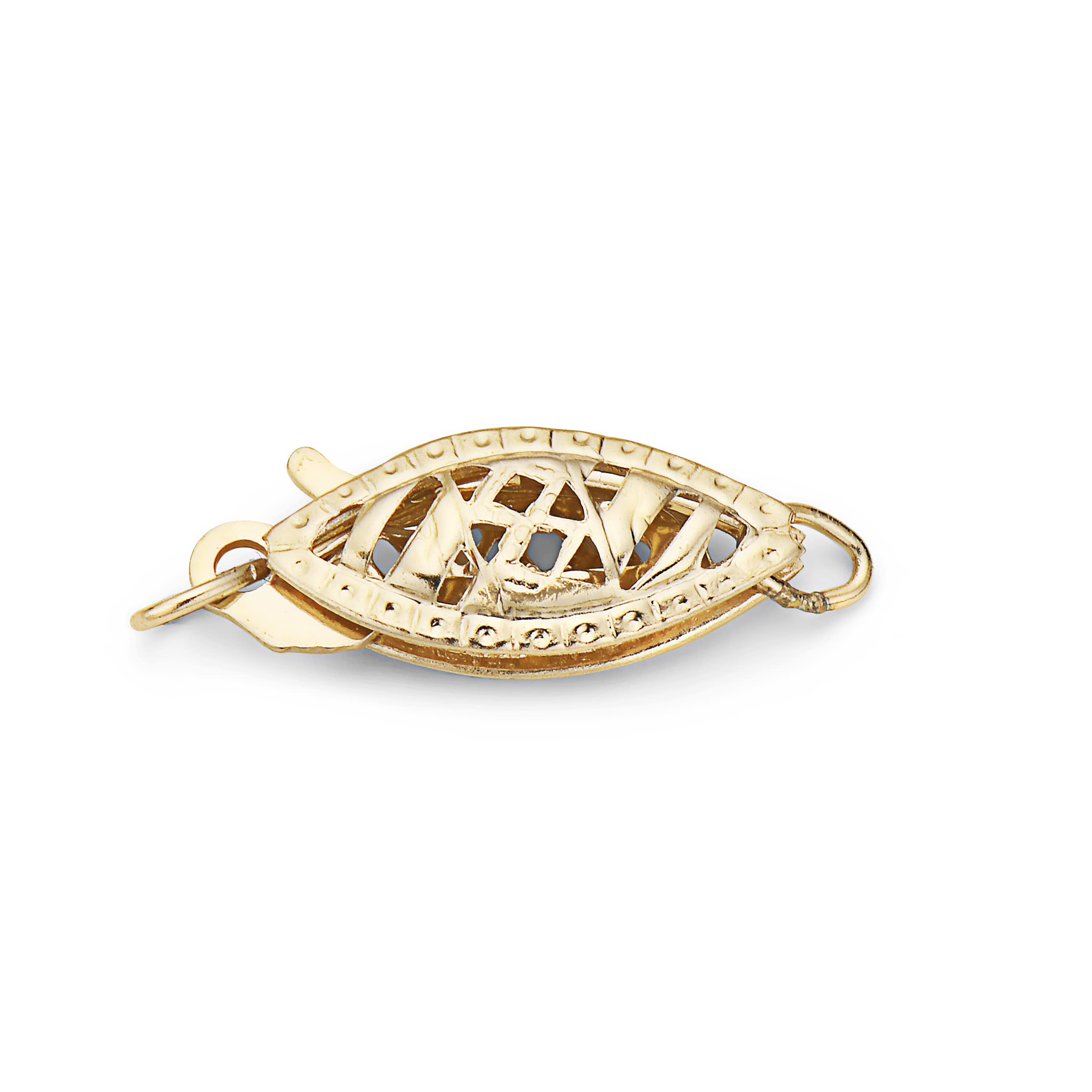 14K Yellow & White Gold Filigree Necklace Clasp - Oval Fish Hook Clasps Connector for Layered Pearls Necklaces, Bracelets, Jewelry Making - Perfect for DIY Gifts & Handmade Jewelry Projects (Yellow Gold) - Ideal for Wedding, Party & Special Occasion Accessories