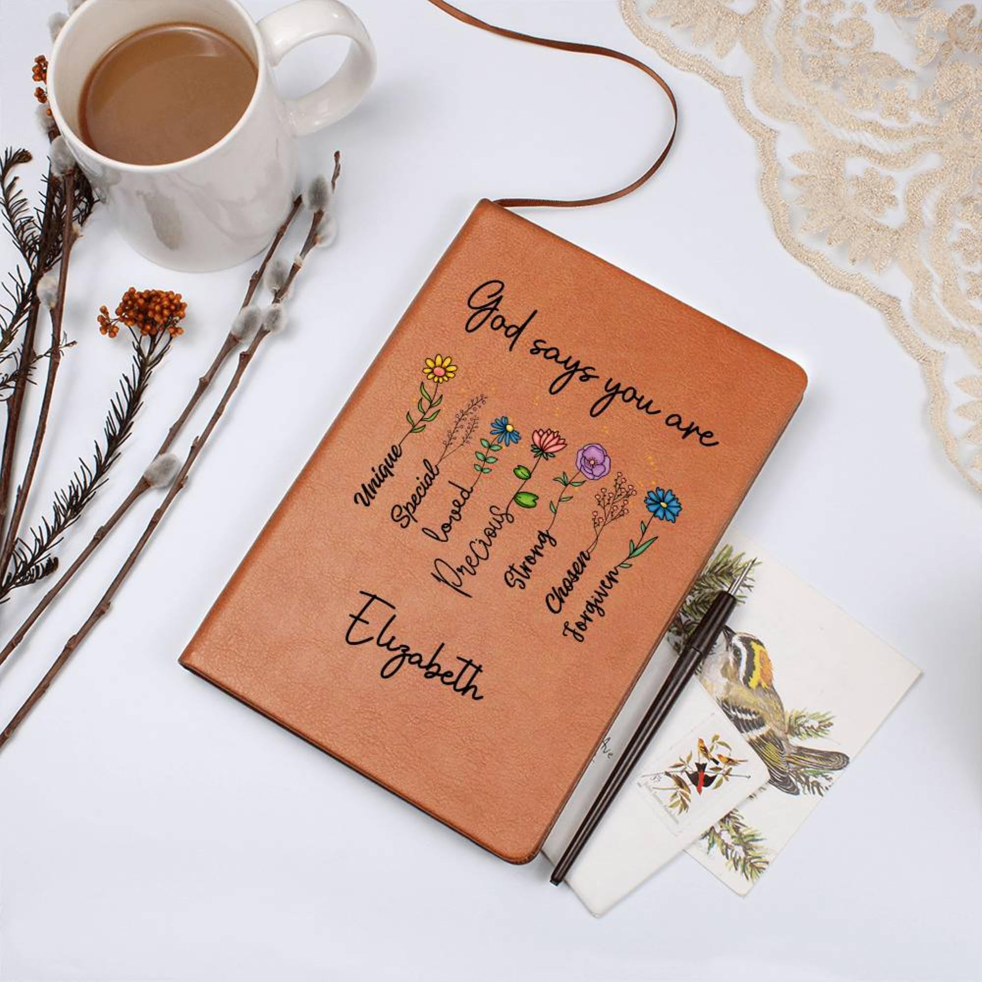 Custom A5 Vegan Leather Prayer Journal - Personalized Christian Gift for Bible Study & Devotionals