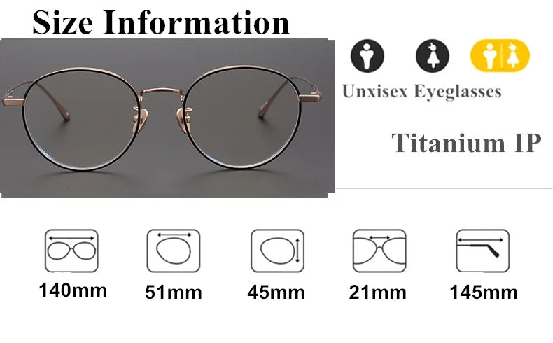 Aimee Unisex Full Rim Round Titanium Eyeglasses 7845 - Lightweight & Durable Frame for Men & Women - Perfect for Reading, Work & Everyday Use
