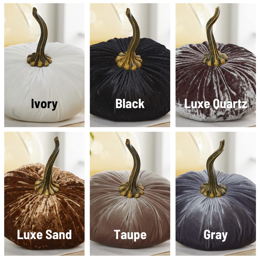 12 Pack 9 Inch Velvet Pumpkins - Bulk Wholesale Fall Home Decor, Handmade Autumn Decorations for Thanksgiving, Table Centerpiece, Mantel Display, and Seasonal Home Styling