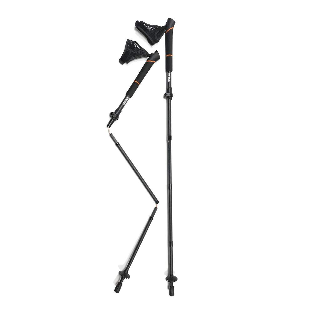 Silva Carbon Fiber Adjustable Running Poles - Lightweight Trekking Hiking Sticks for Trail Running & Mountain Climbing - Perfect for Outdoor Adventures & Fitness Training