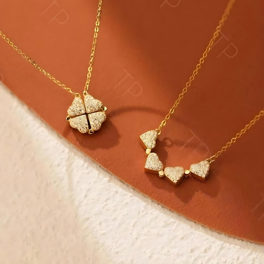 Lucky 4-Leaf Clover Magnetic Pendant Necklace for Women | Adjustable Multi-Way Magnetic Clasp | XL0233 | Perfect for St. Patrick's Day, Gifts & Everyday Fashion Accessory