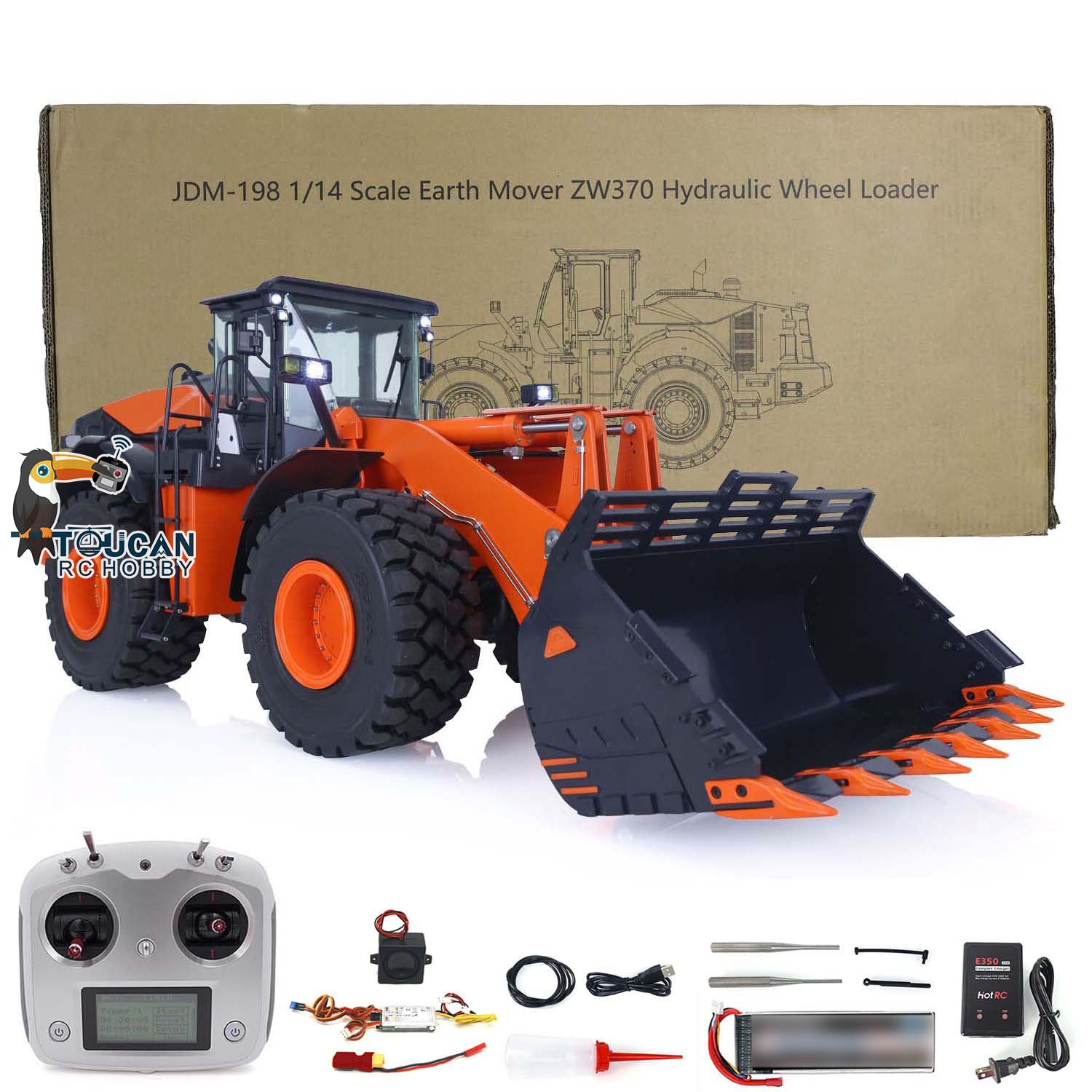 1/14 Scale Hydraulic RC Loader ZW370 JDM 198 - Remote Control Metal Construction Truck with New Sound Module - Realistic Model for Construction Site Play & Collectors