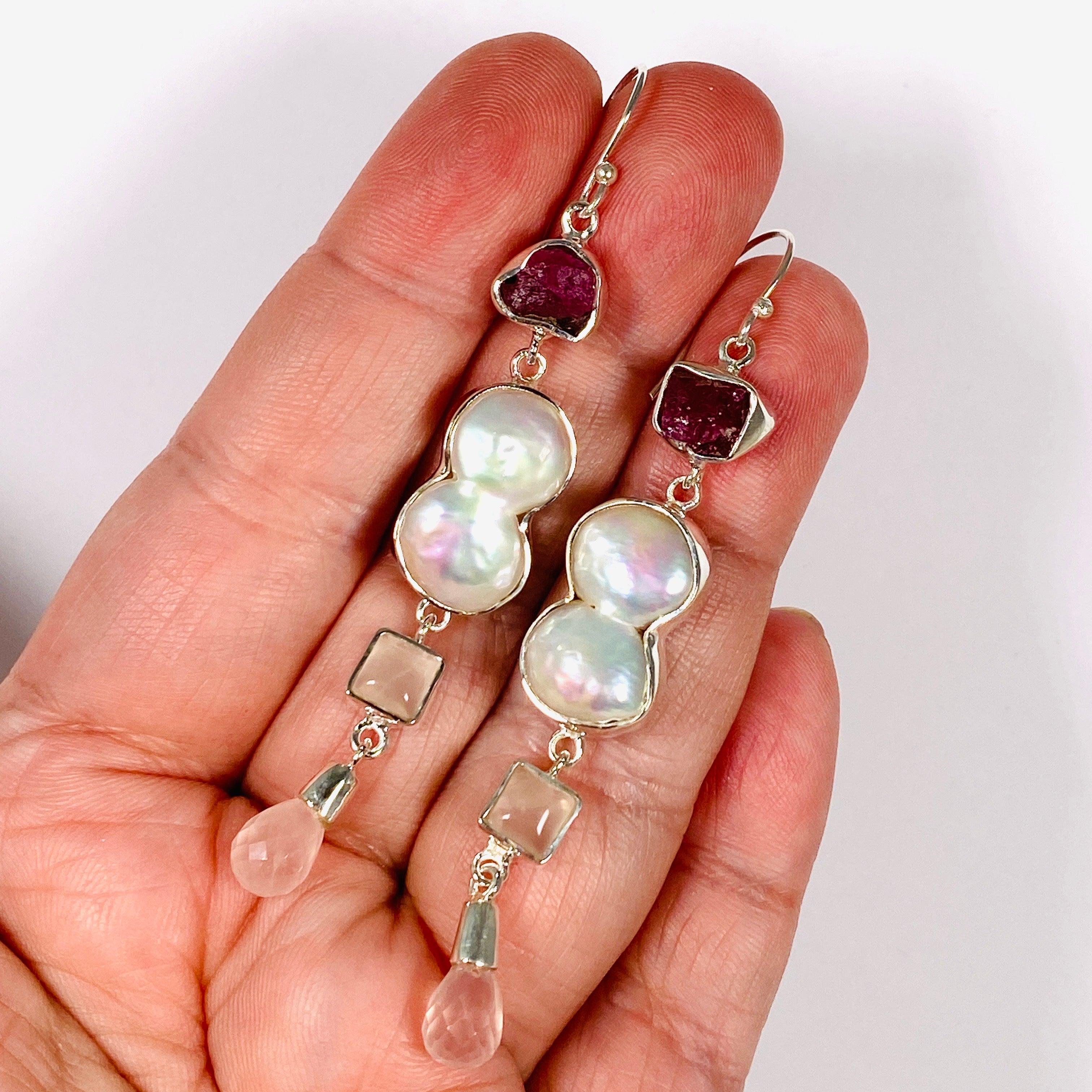 KEGJ1371 Elegant Pearl Multi-Drop Earrings for Women - Perfect for Weddings, Parties & Special Occasions