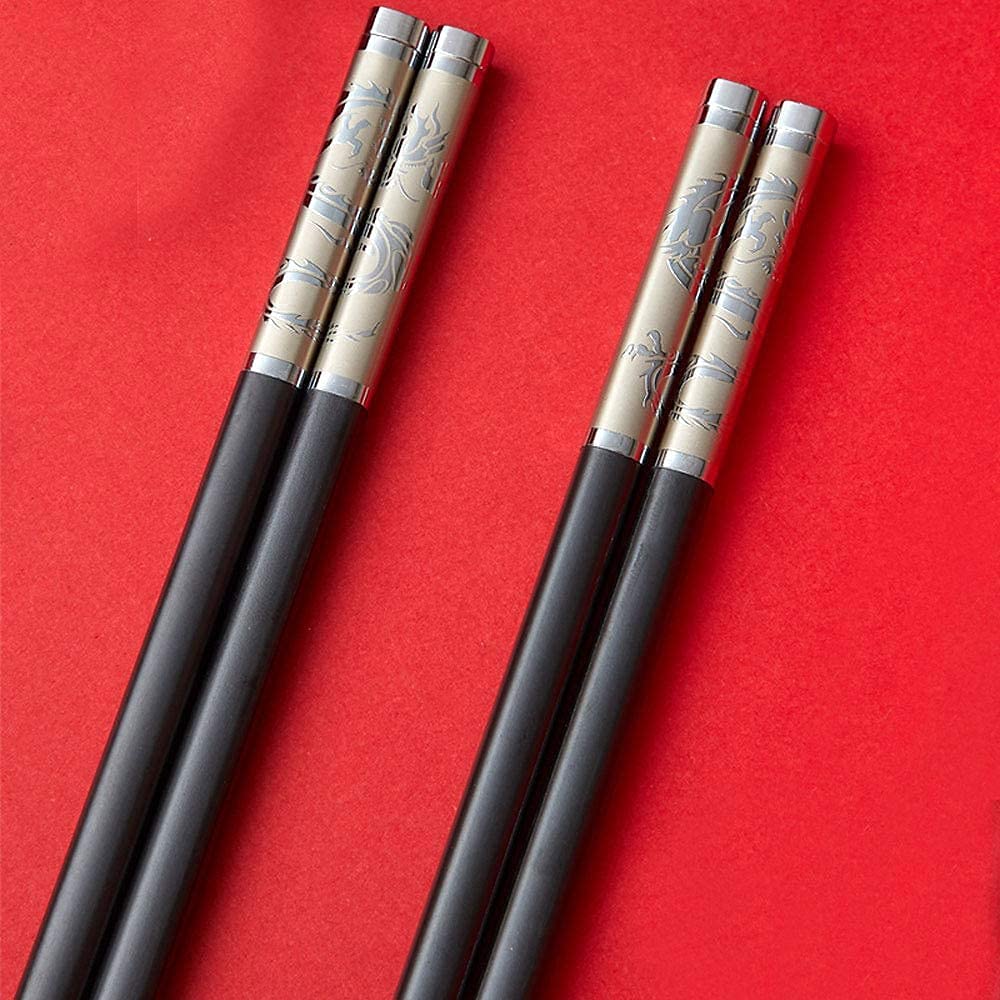 Premium Reusable Metal Chopsticks Set - 10 Pairs Stainless Steel & Alloy Chopsticks with Gift Box (27.2cm) - Durable Fiberglass Cooking Chopsticks for Asian Cuisine, Sushi, Ramen & Home Dining