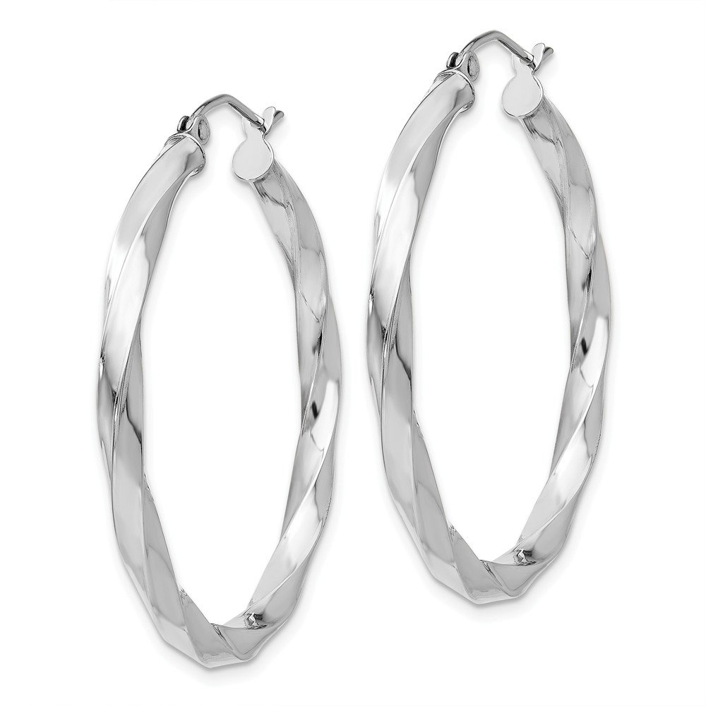 14k White Gold 3mm Twisted Hoop Earrings for Women - Elegant Everyday Jewelry | Perfect for Work, Date Night & Special Occasions