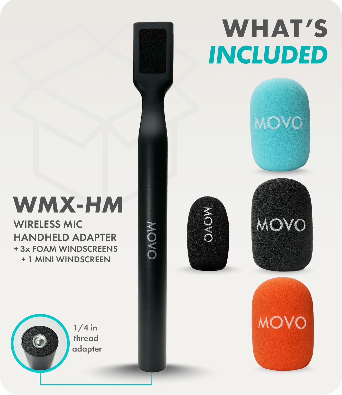Movo WMX-HM Universal Wireless Microphone Handle - Compatible with DJI Mic, Rode Wireless GO, Hollyland Lark - Lavalier Mic Adapter for Vlogging, Interviews, Podcasting, YouTube & Live Streaming - Perfect for Content Creators, Journalists & Broadcasters