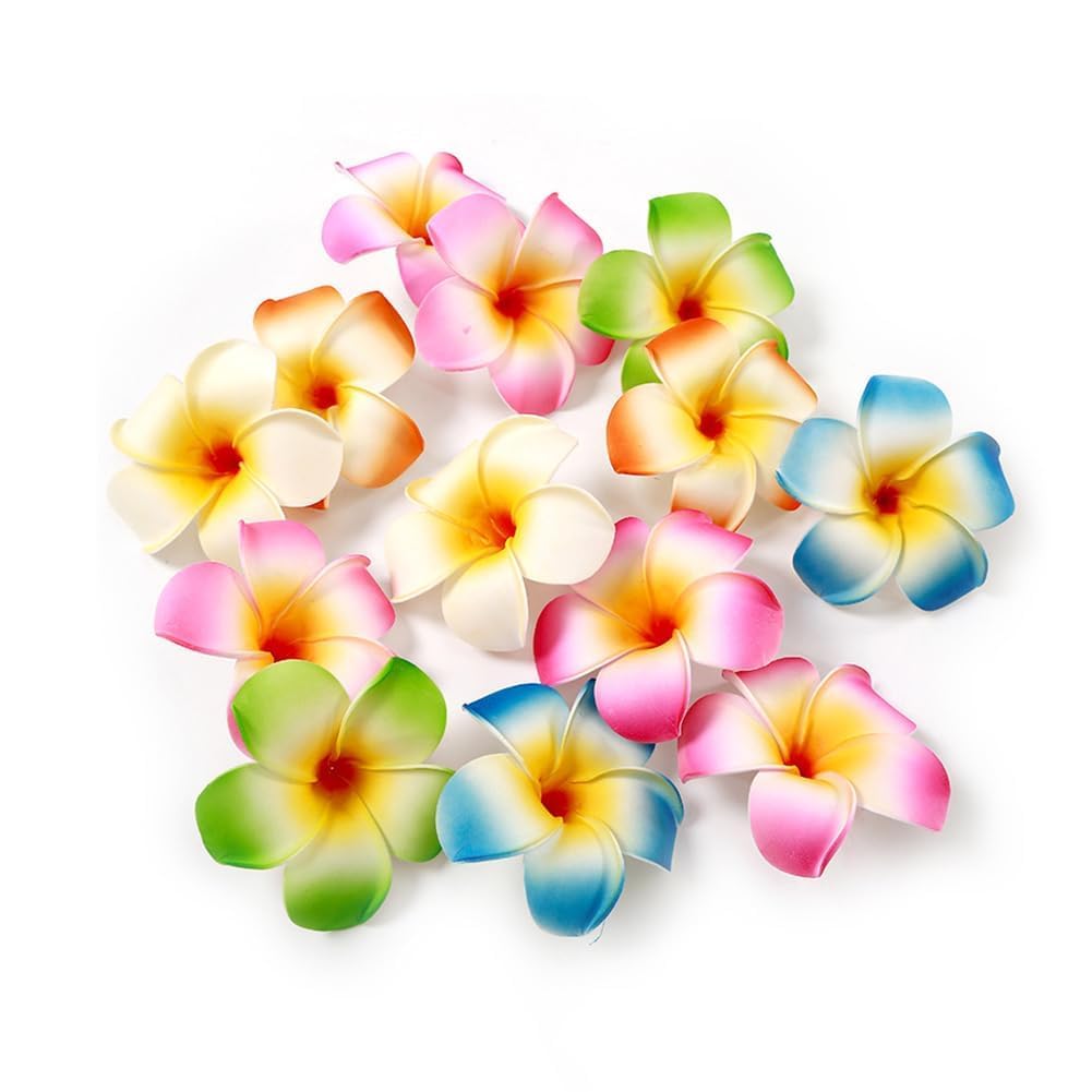10Pcs Multicolor Hawaiian Plumeria Flower Hair Clips - Tropical Artificial Flower Hair Barrettes for Women, Beach Party, Wedding & Summer Hair Accessories (7cm) - Perfect for Vacations, Luaus, Bridal Showers & Boho Styling