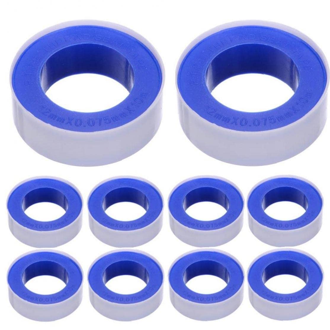 10-Pack PTFE Plumbing Tape - 10m/Roll Industrial Grade Sealing Tape for Water Pipe Leak Proof, High Temperature Resistance - Perfect for Pipe Thread Sealing, Plumbing Repairs & DIY Projects