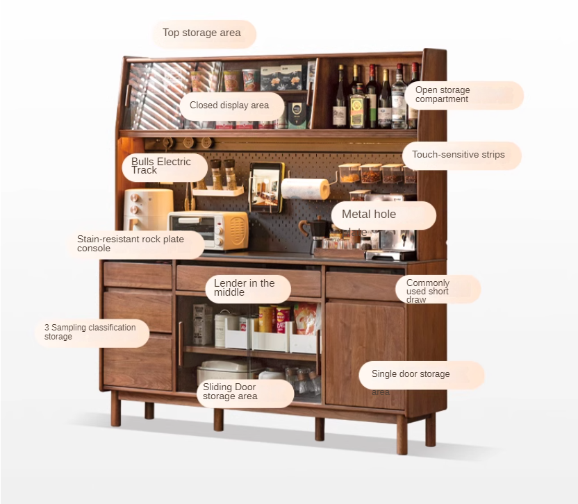Premium Black Walnut Solid Wood Sideboard - Modern Luxury Buffet Cabinet for Dining Room, Living Room & Entryway Storage