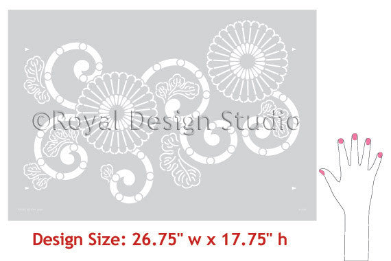Kyoto Allover Flower Wall Stencil - DIY Home Decor Painting Template for Bedroom, Nursery & Living Room Wall Art Projects