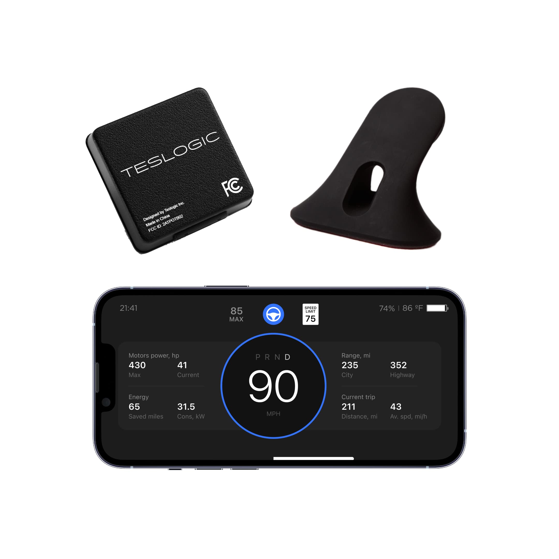 Teslogic v2: Digital Instrument Cluster with Custom Shortcuts for Tesla Model 3 (2021+) & Model Y (All Years) - Wireless Charger Not Included | Real-Time Driving Data Display for Enhanced Safety & Convenience