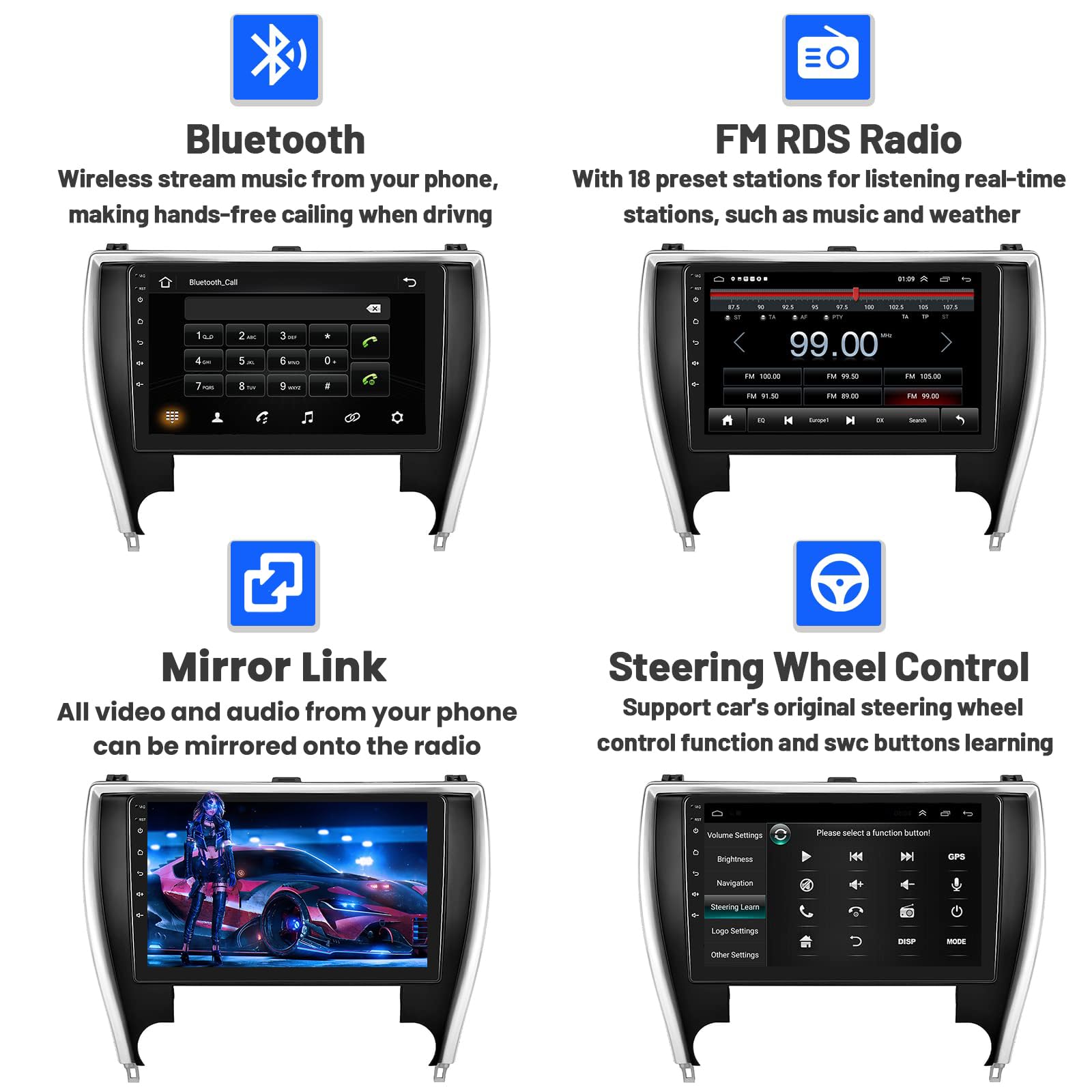 2015-2017 Toyota Camry Car Stereo with Wireless CarPlay & Android Auto - 10.1