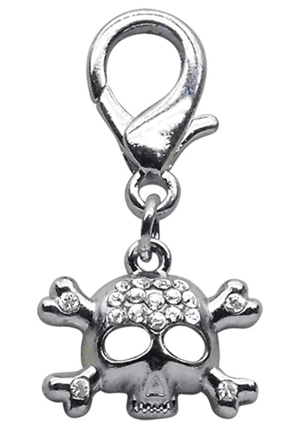 Pink Lobster Claw Skull Charm Pendant - Gothic Jewelry for Necklace, Bracelet & DIY Crafting (Halloween, Punk Style Accessories)