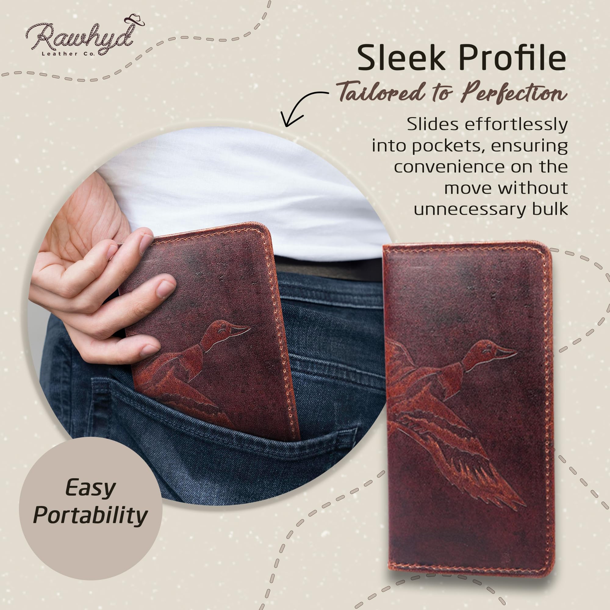 Premium Full-Grain Leather Bifold Wallet for Men - Classic Western Cowboy Wallet - Durable Rodeo & Checkbook Cover - Perfect Gift for Him - Ideal for Everyday Use, Travel & Outdoor Adventures