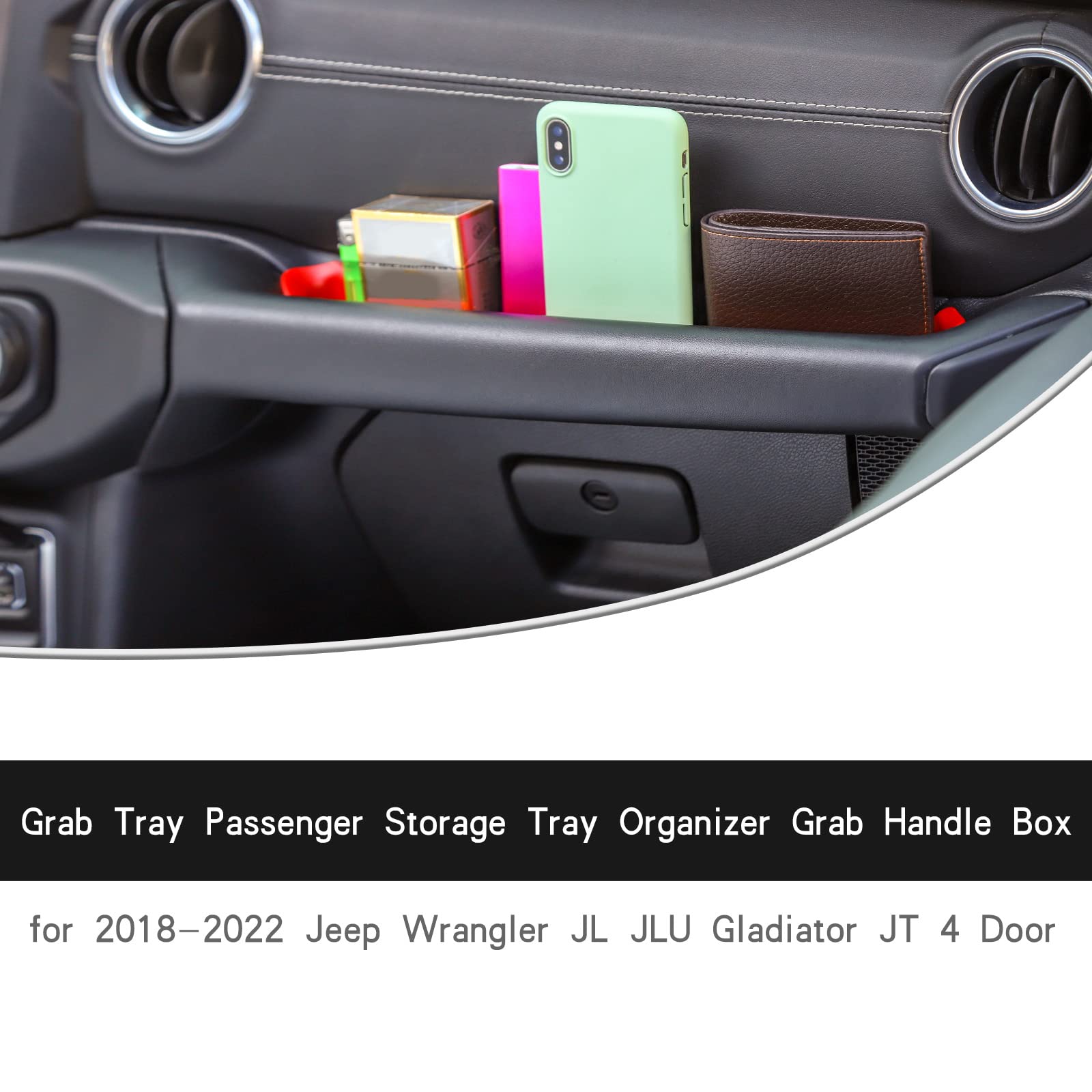 Jeep JL JT GrabTray Passenger Side Storage Tray Organizer - Red Interior Accessory for 2018-2023 Jeep Wrangler JL/JLU & Gladiator JT (2/4 Door) - Perfect for Road Trips, Camping & Daily Commute