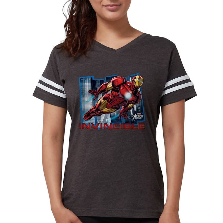Iron Man Invincible Women's Football Shirt - Marvel Avengers Superhero Graphic Tee for Women | Gifts for Female Football Fans & Superhero Lovers | Game Day, Cosplay & Casual Wear