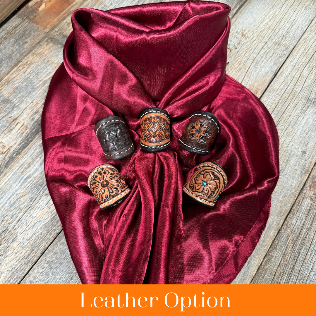 35X35 Solid Burgundy Wild Rag Scarf WRS14 - Handcrafted Tooled Leather Wild Rag Slides for Cowboy, Cowgirl & Western Enthusiasts - Perfect for Rodeo, Horseback Riding & Outdoor Adventures