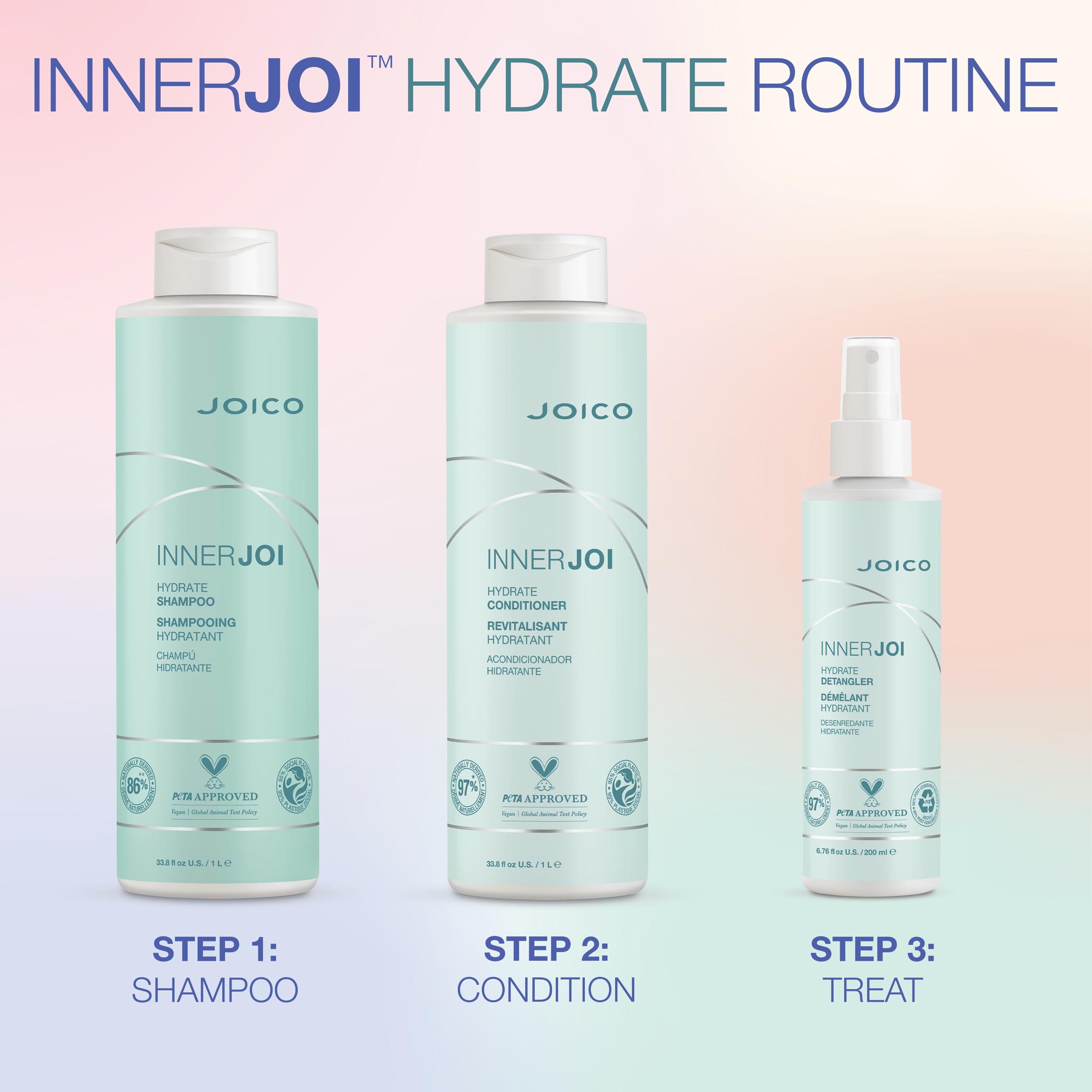 Joico InnerJoi Hydrate Shampoo & Conditioner Set for Dry Hair & Scalp - Sulfate Free, Paraben Free, Vegan Formula with Natural Ingredients | Deep Moisturizing Hair Care for Damaged Hair - Perfect for Daily Use at Home or Salon