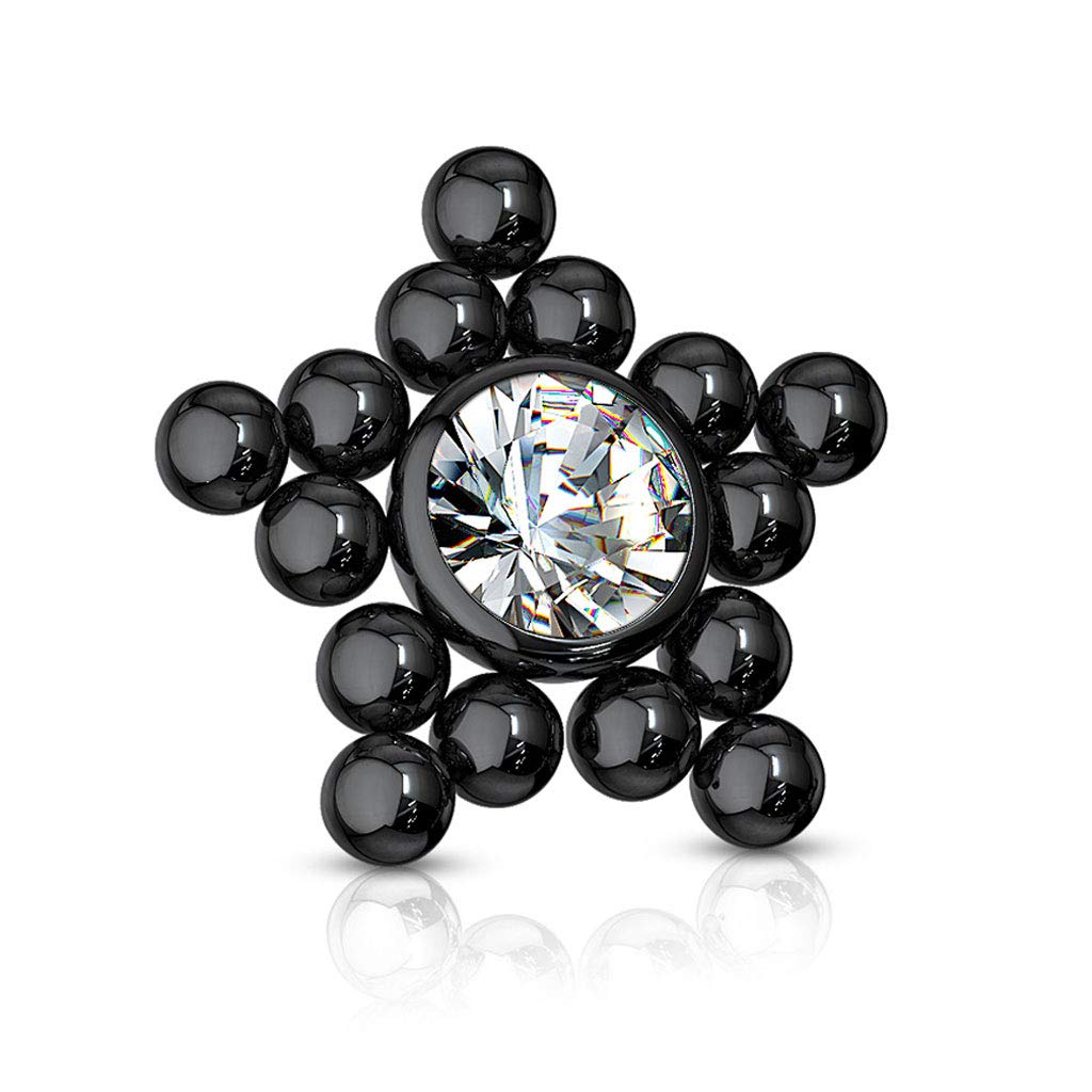 316L Surgical Steel Internally Threaded Dermal Top with CZ Center Ball Clusters Star - Body Jewelry for Piercing - Perfect for Eyebrow, Lip, Nose & Facial Piercings