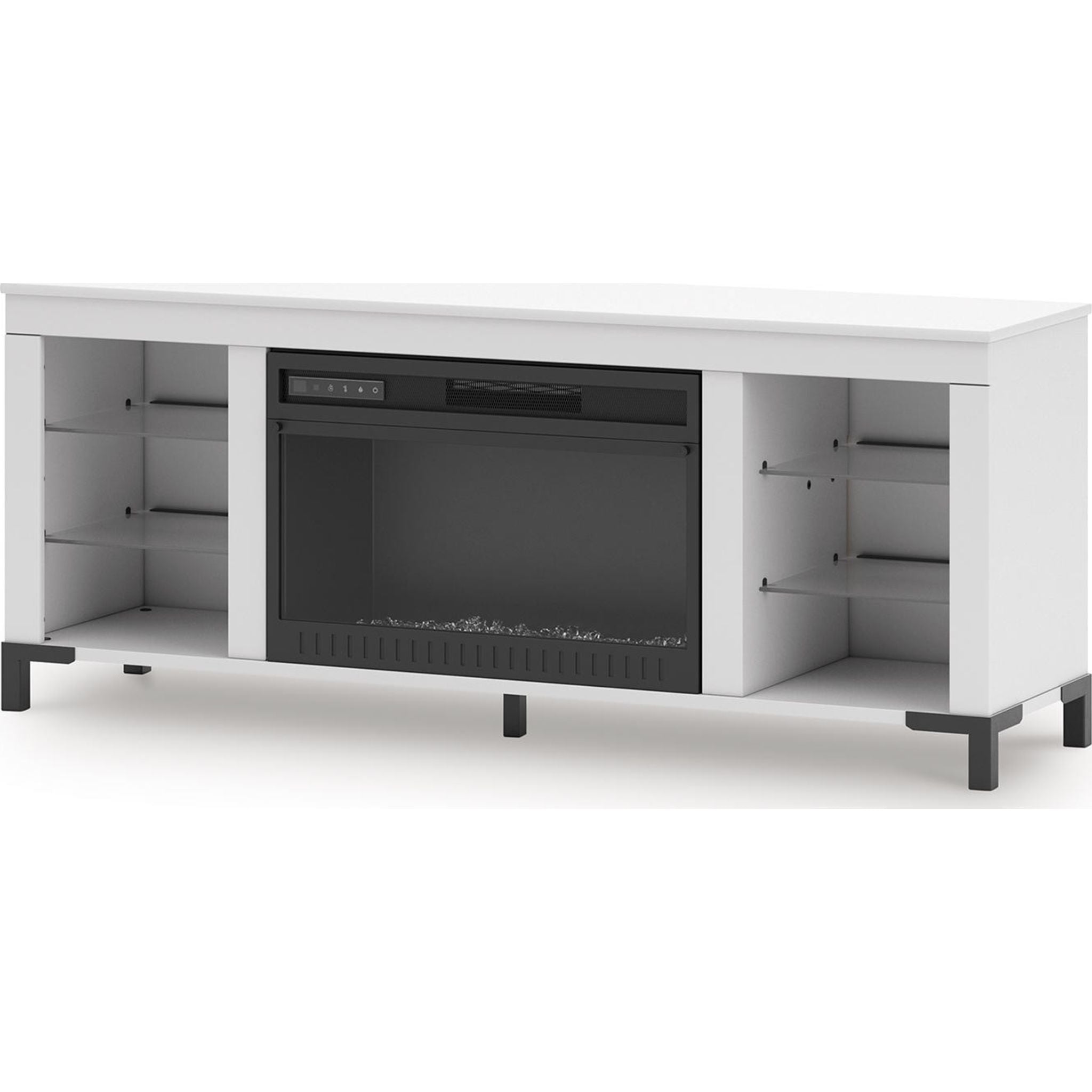 Modern White TV Stand with Electric Fireplace - Stylish Entertainment Center for Living Room, Bedroom & Home Theater