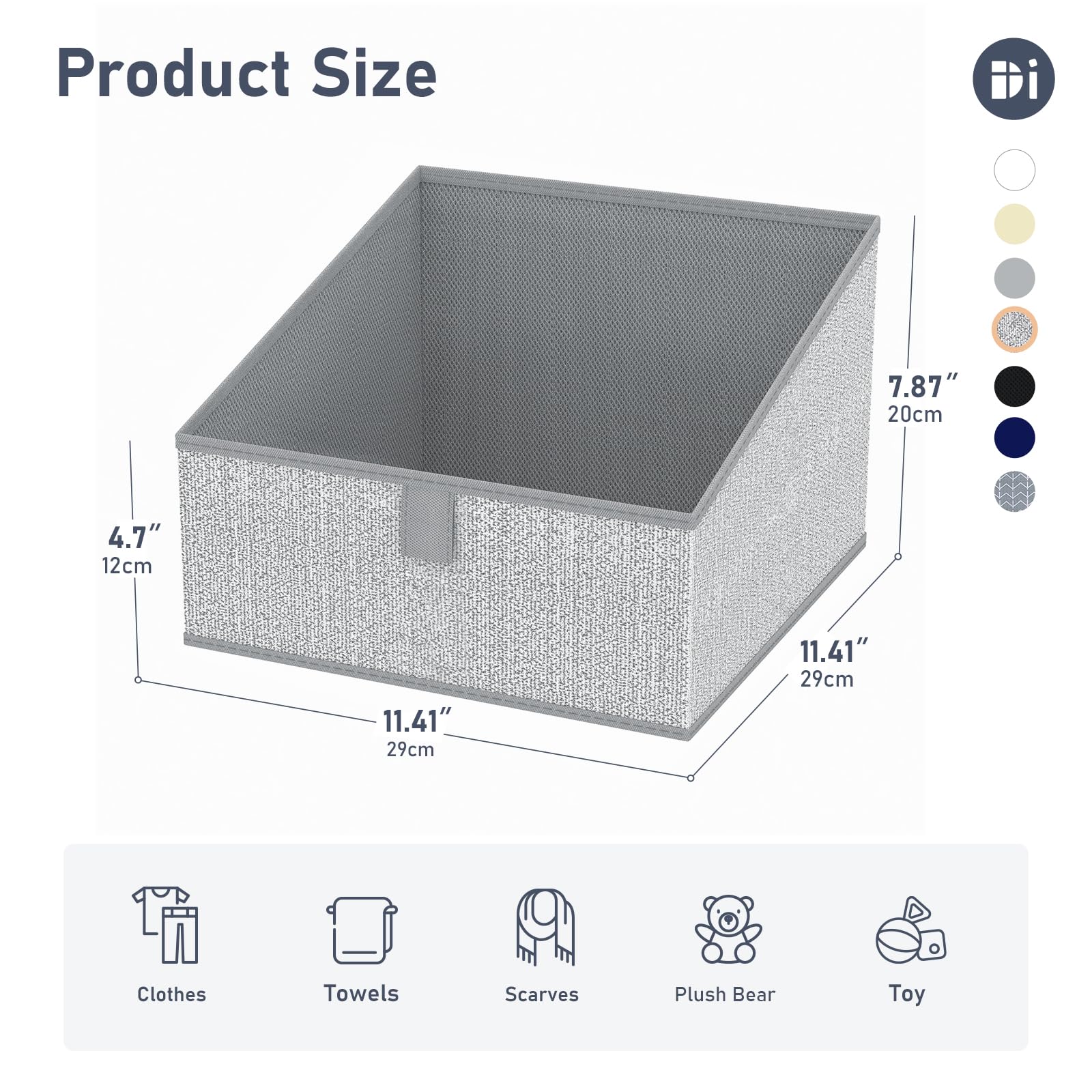 DIMJ 6-Pack Foldable Fabric Storage Bins - Trapezoid Closet Organizer Baskets for Shelves | Space-Saving Clothes, Toys, Books & Towel Organizer | Perfect for Bedroom, Nursery & Laundry Room Storage (Gray)
