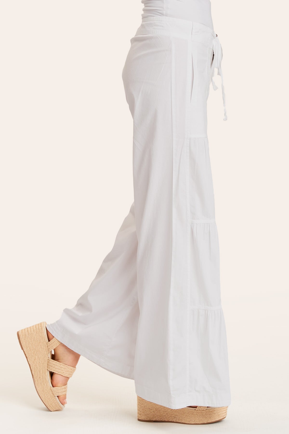 High Waisted Terraced Wide Leg Pants for Women - Comfortable Flowy Palazzo Trousers for Casual, Office & Travel Outfits