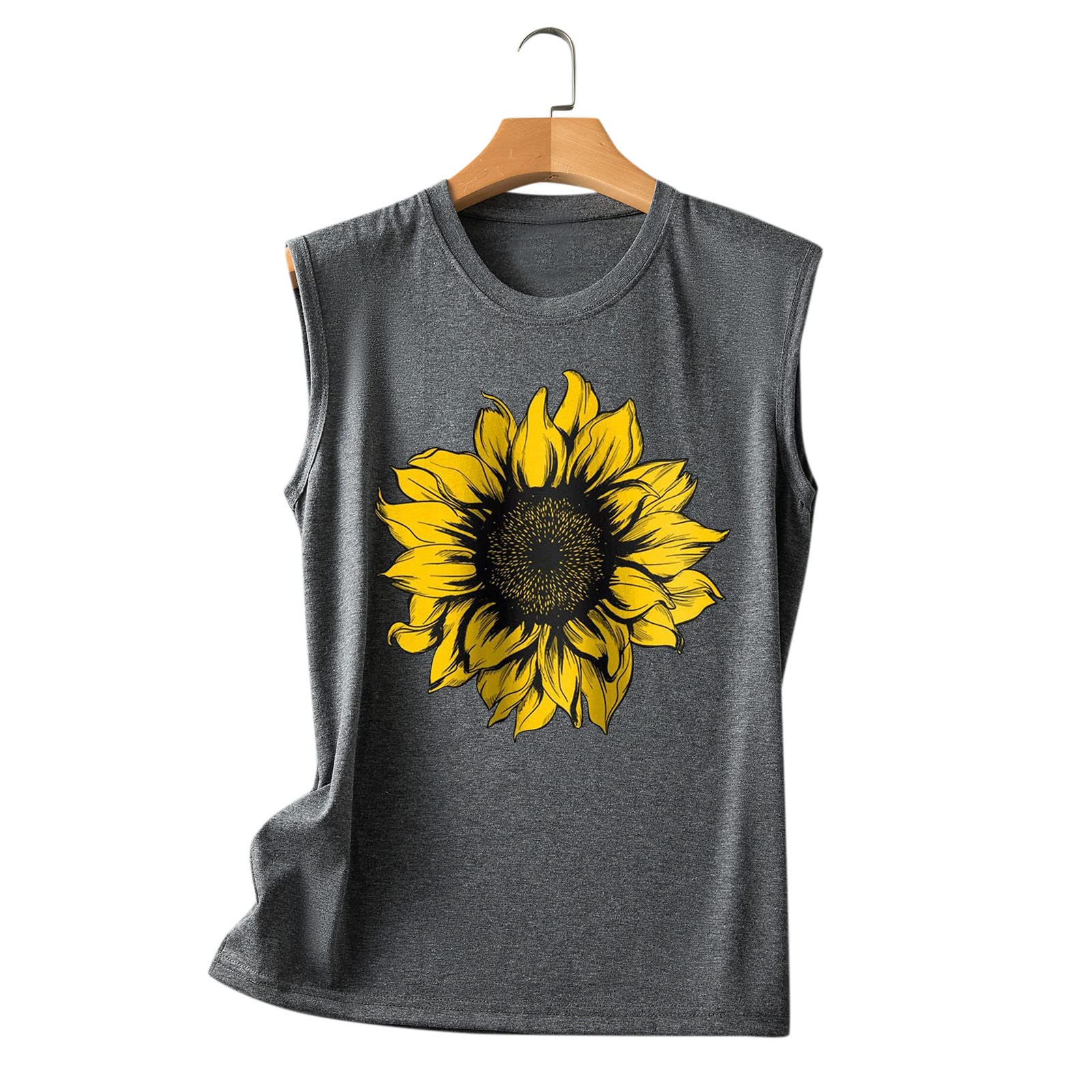 Women's Casual Sunflower Print Sleeveless V-Neck Tank Top - Summer Fashion Blouse for Beach, Vacation & Everyday Wear