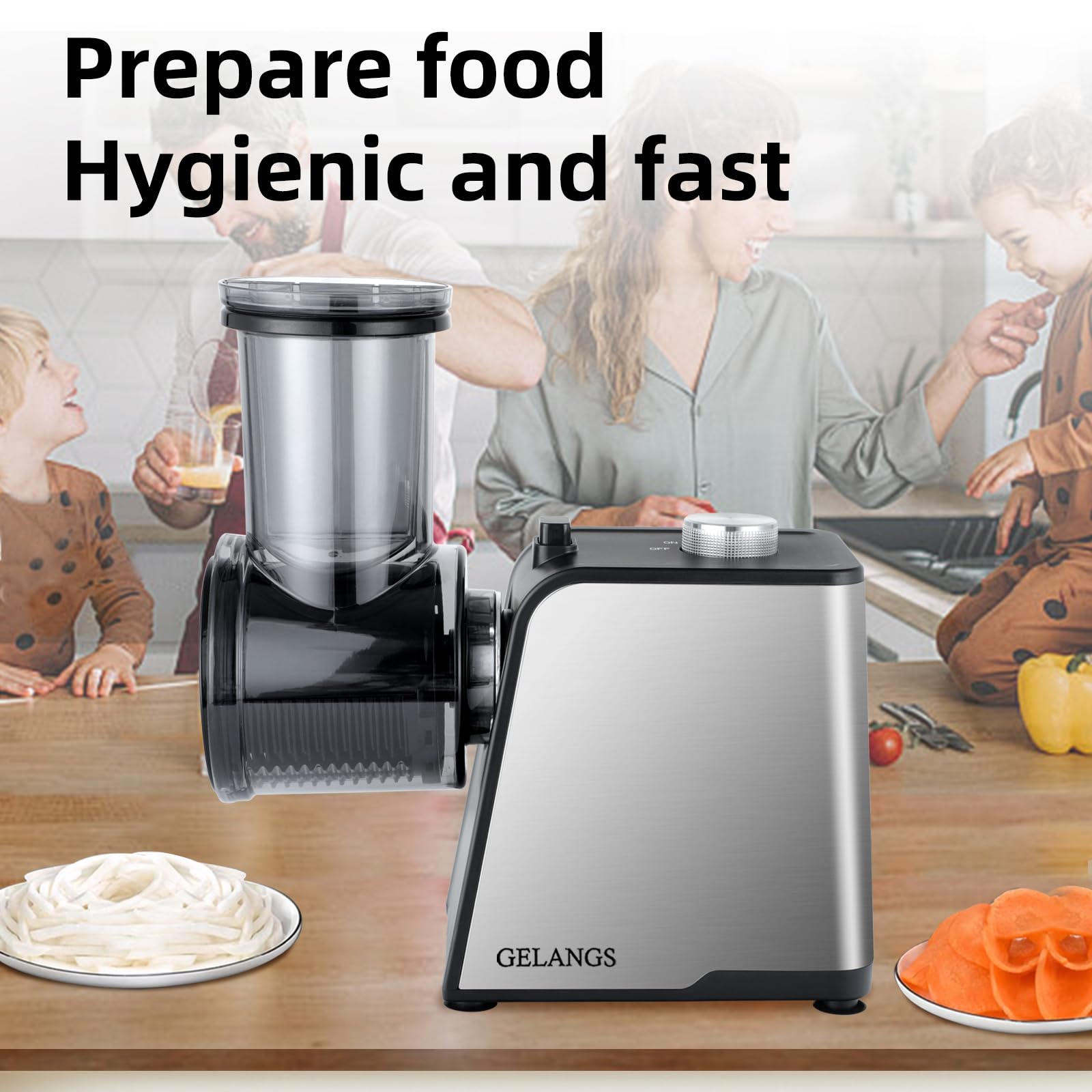 5-in-1 Electric Vegetable Slicer & Cheese Grater - 300W Powerful Salad Shooter with One-Touch Control - Multi-Functional Kitchen Appliance for Vegetables, Cheese & Nuts - Perfect for Meal Prep, Salad Making & Party Snacks