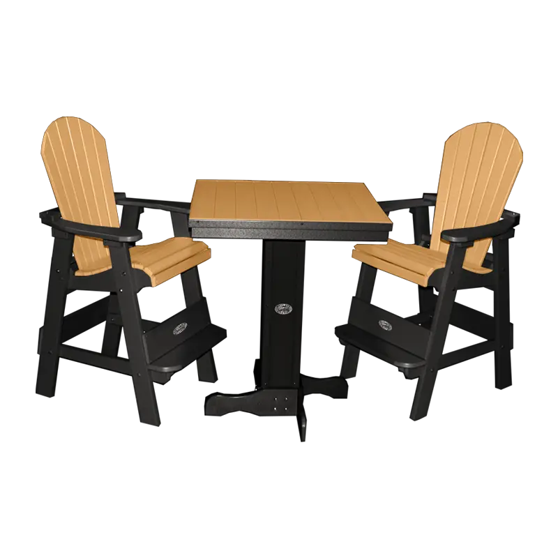 Buck USA 30 Inch Square Outdoor Bistro Table with 2 Chairs - Patio Dining Set for Garden, Deck, Poolside & Backyard | Weather-Resistant Metal Furniture | FF SQBIST