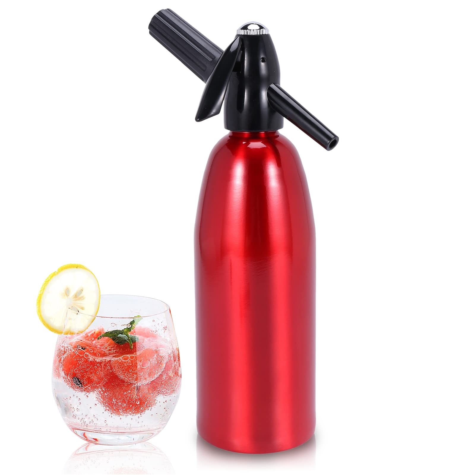Portable 1L Soda Maker Machine - Aluminum Sparkling Water Maker for Home, Mini Carbonated Drink Maker with Seltzer Water Function | Perfect for Kitchen, Office & Outdoor Use