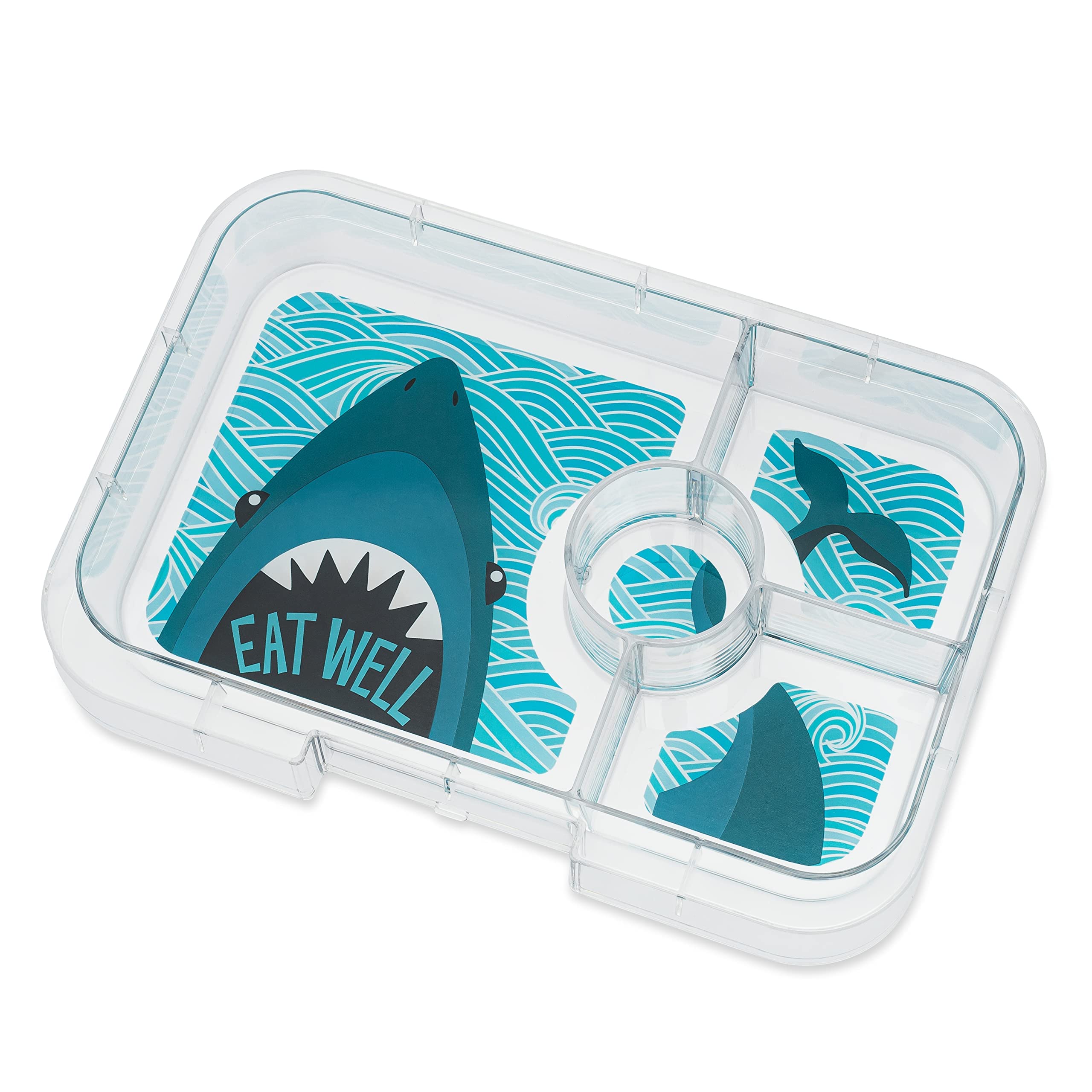 Yumbox Tapas Leakproof Bento Box - 4 Compartment Lunch Box for Kids & Adults | True Blue with Shark Tray | Perfect for School, Work, Picnics & Travel