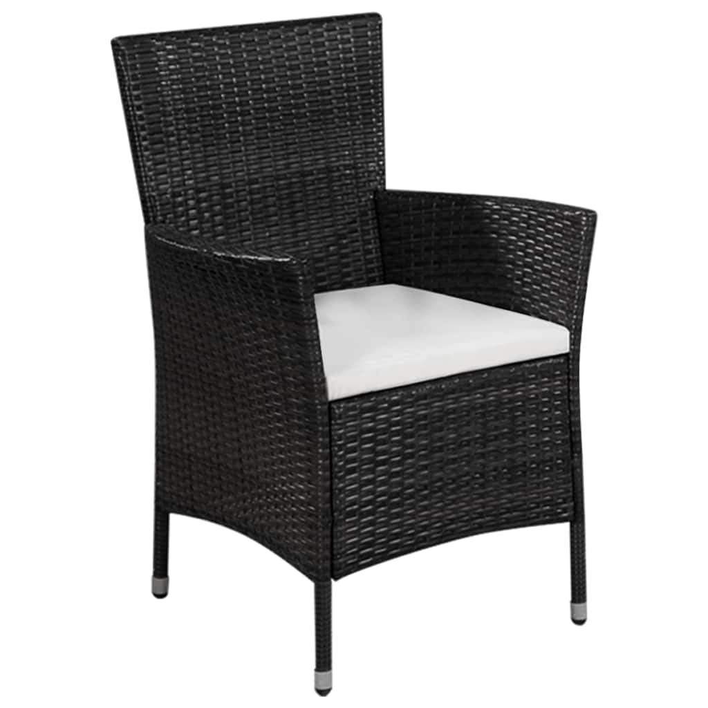 vidaXL Patio Chair and Stool Set with Removable Cushions - Durable Poly Rattan Outdoor Furniture, Water-Resistant, Black - Perfect for Backyard, Garden, and Poolside Relaxation