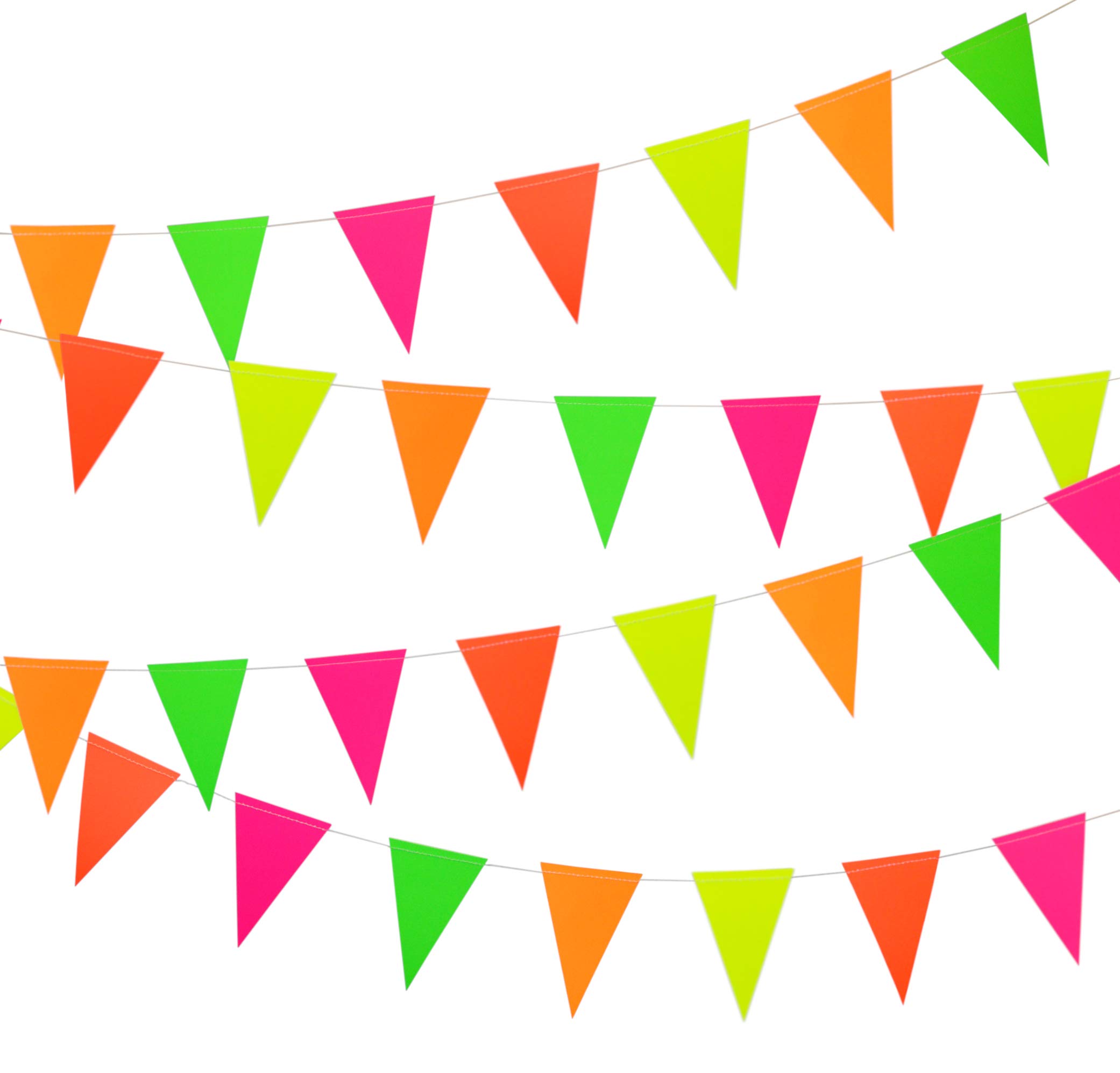 Midnight Glo 78ft Black Light Reactive Neon Paper Pennant Banner - UV Glow Party Decorations for Birthday, Wedding & Halloween (6 Pack) - Perfect for Rave, Club & Indoor/Outdoor Events