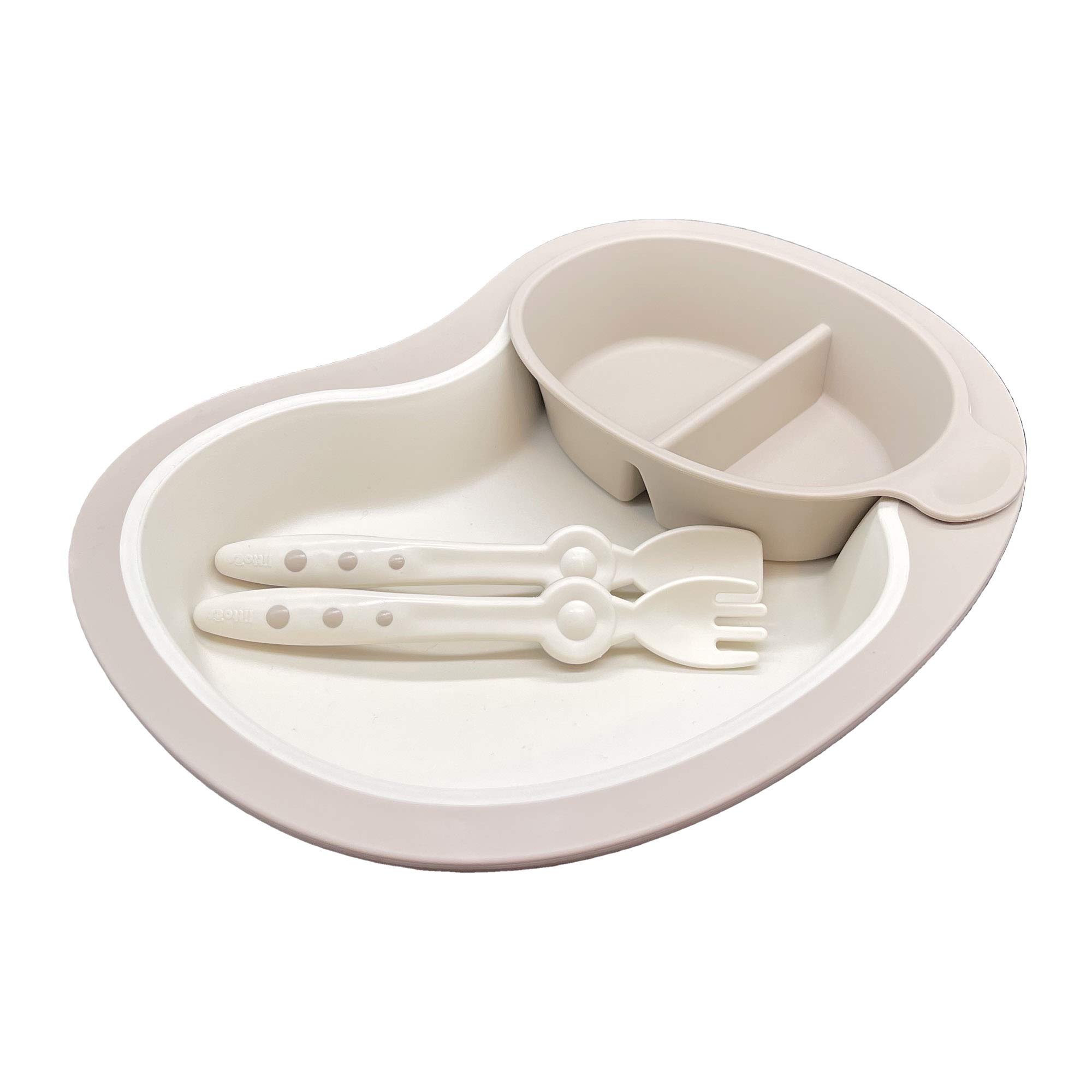 LITTOES 12-Piece Dinnerware Set - 6 Dinner Plates & 6 Divider Bowls with Stay-Clean Spoons & Forks - Durable Melamine Tableware for Restaurants, Picnics, and Family Gatherings