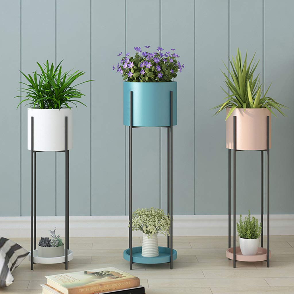 Creative Iron Art Flower Stand - 80CM Blue Indoor Floor Plant Holder for Living Room, Balcony, Garden | Perfect for Green Radish, Potted Plants & Home Decor