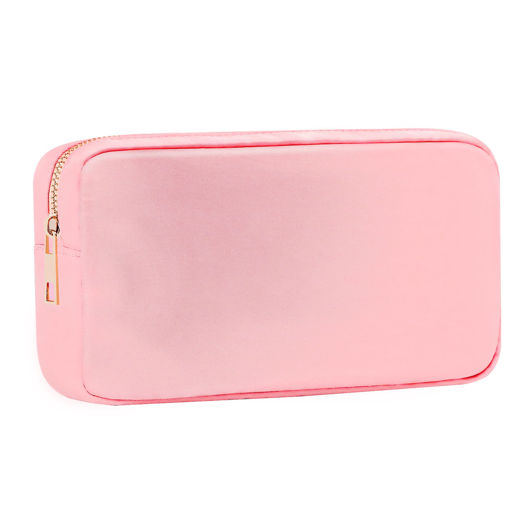 Travel Size Toiletries Kit & Makeup Bag for Women - Waterproof Nylon Cosmetic Pouch with Zipper Pocket (Pink, Medium) - Perfect for Airplane Carry-on, Gym Essentials & Daily Purse Organization