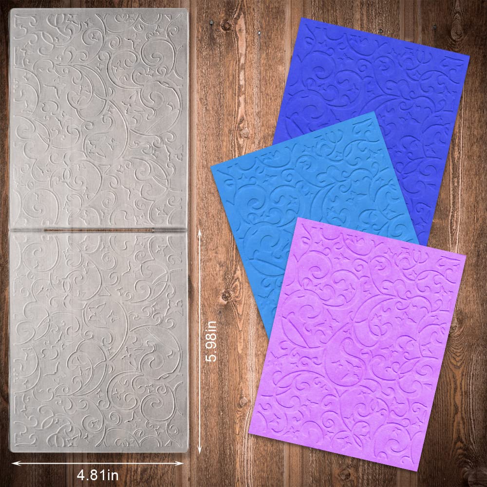 3D Butterfly Embossing Folders for Card Making - 6x4.8 Inch Lace Plastic DIY Craft Templates with Vines Leaves Design - Perfect for Scrapbooking, Photo Albums & Handmade Greeting Cards