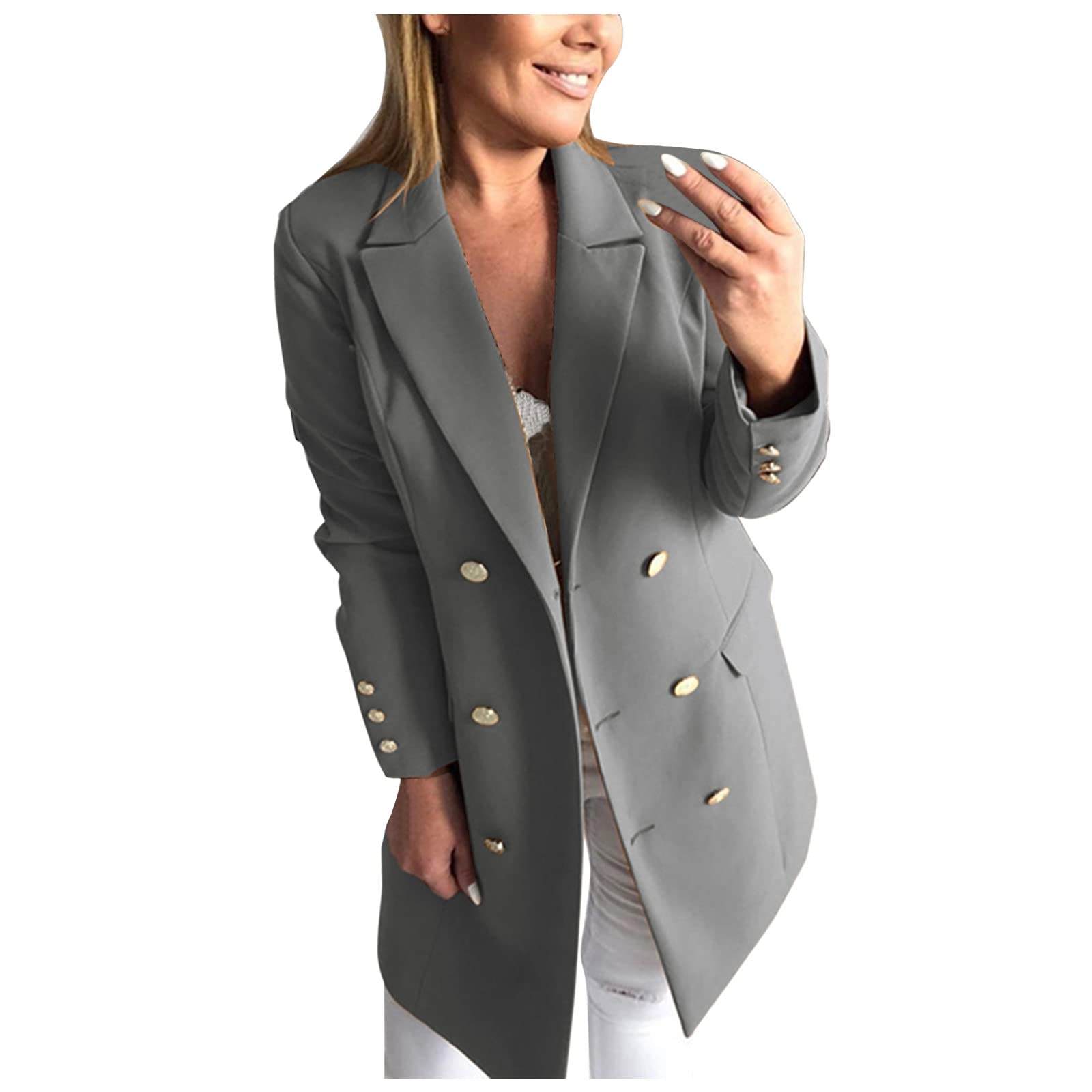 Women's Lightweight Blazer Jacket for Work - Professional Slim Fit with Pockets