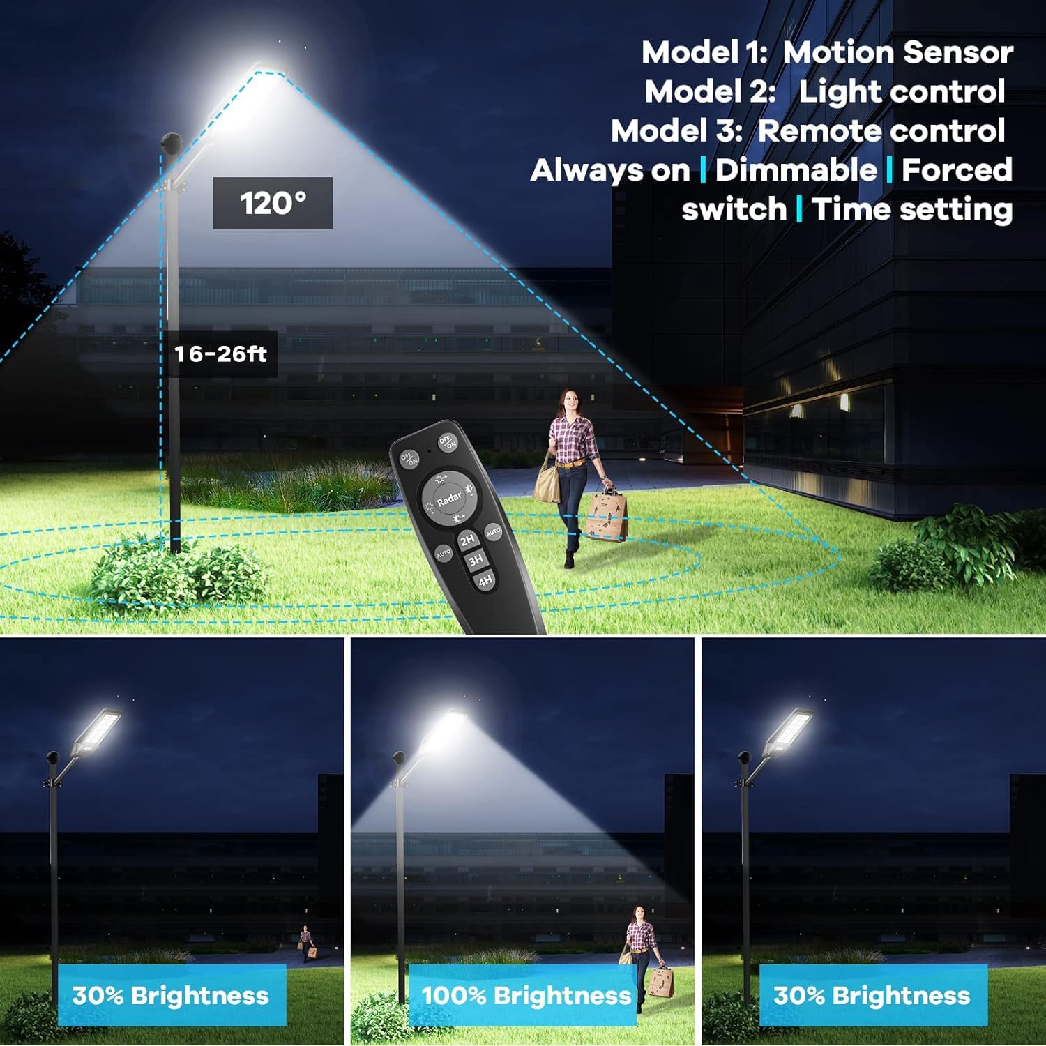 2400W Solar Street Lights 2 Pack - IP66 Waterproof LED Outdoor Lighting with Motion Sensor & Remote Control - 180,000LM 7000K Brightness - Dusk to Dawn Solar Powered Path Lights for Driveway, Garden, Walkway, Yard & Backyard