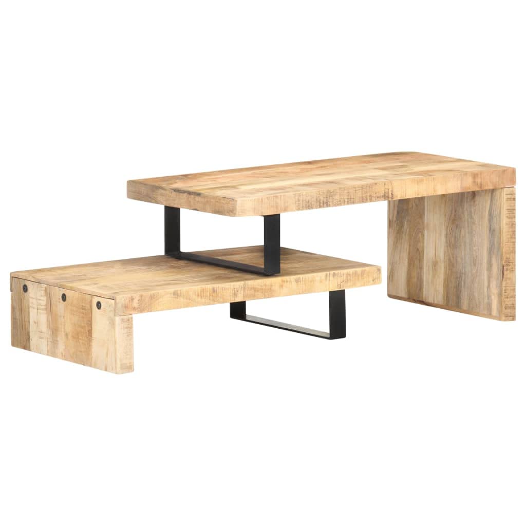SKM 2-Piece Coffee Table Set - Solid Mango Wood, Modern Living Room Furniture for Small Spaces, Perfect for Apartments & Cozy Homes