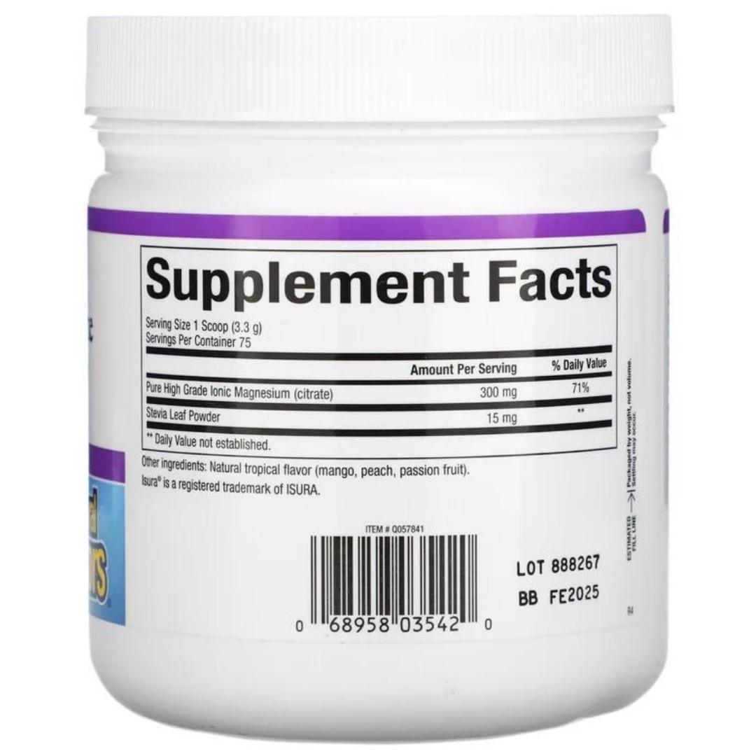 Natural Factors Magnesium Citrate Powder 300mg - Tropical Fruit Flavor, 250g for Muscle Relaxation, Sleep Support & Hydration - Perfect for Post-Workout Recovery & Stress Relief