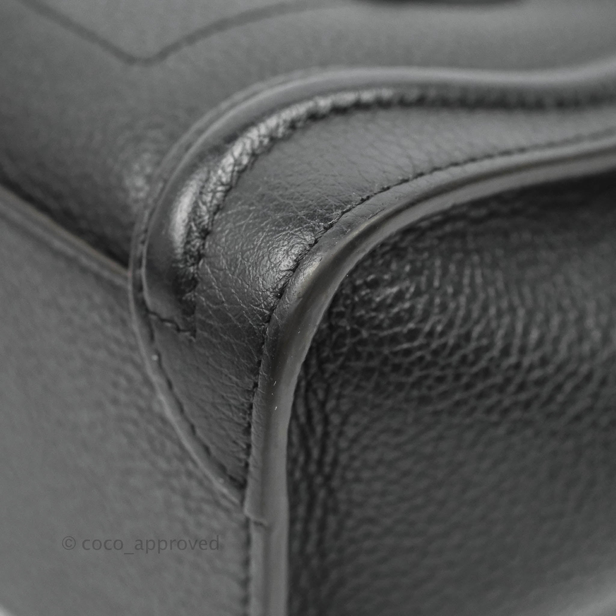 Celine Nano Luggage Bag in Black Drummed Calfskin with Silver Hardware - Perfect for Work, Travel & Everyday Use