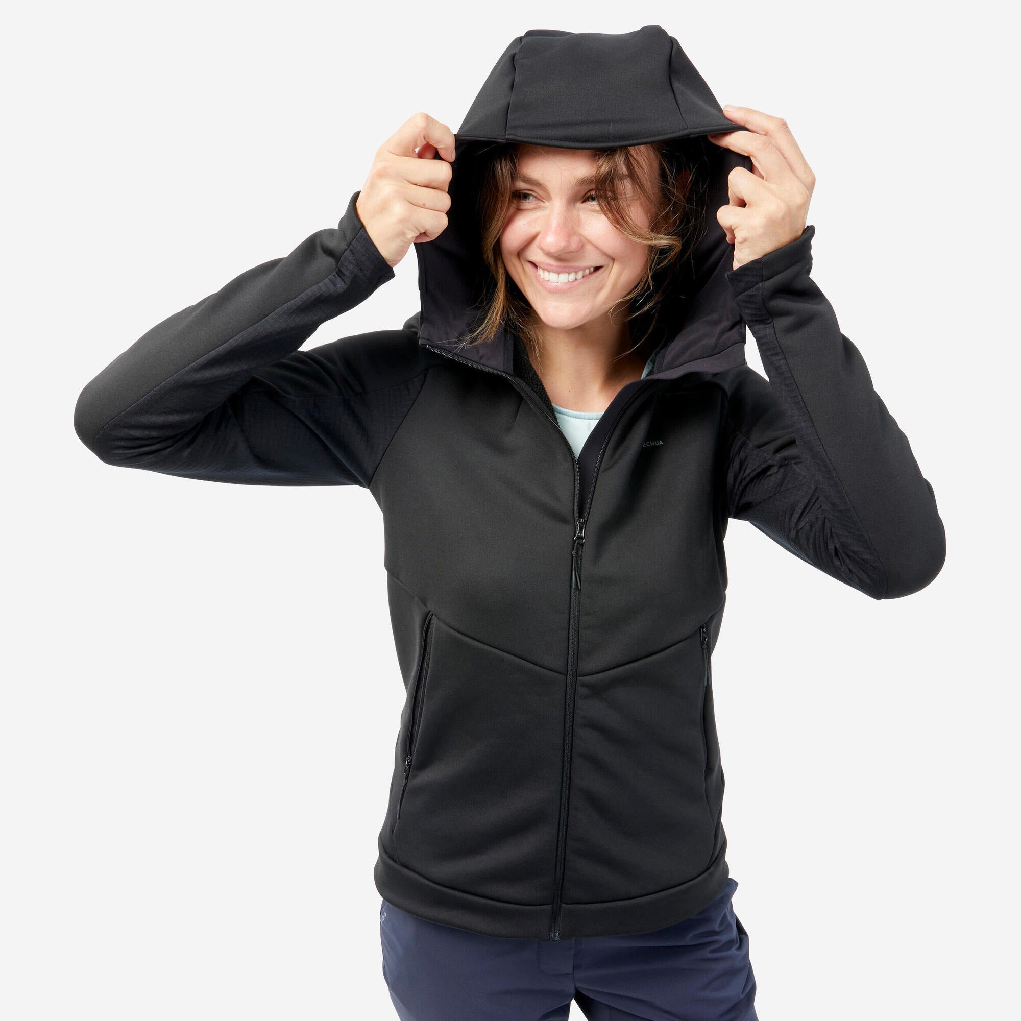 Quechua Women's MH520 Hooded Fleece Jacket - Lightweight Warm Hiking Pullover for Outdoor Adventures & Travel