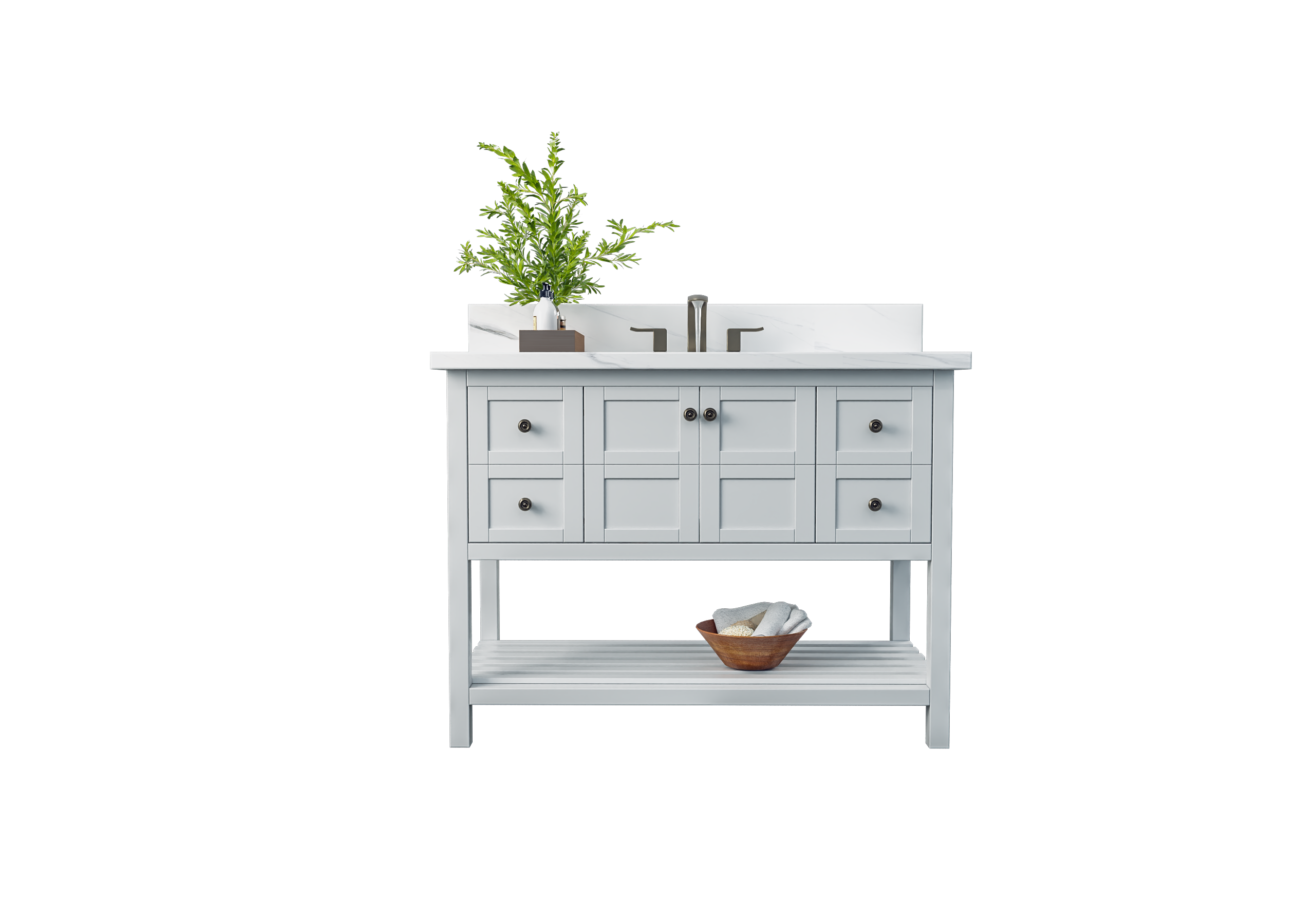 47.5 Inch White Bathroom Vanity Cabinet - Nearmé Dallas Modern Single Sink Vanity for Bathroom Remodel & Home Upgrade