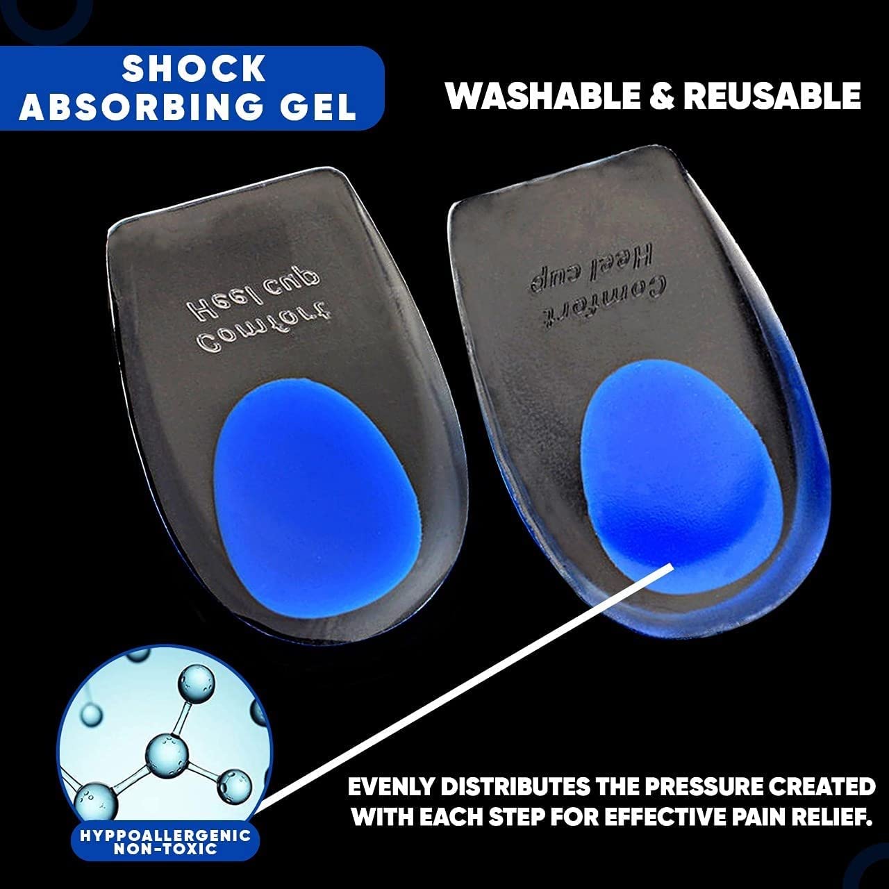 NAPPWE Silicone Heel Pads for Shoes - Cushioned Support Insoles for Heel Pain Relief, Height Increase & Shoe Bite Protection - Comfortable Foot Care for Men & Women (Perfect for Work, Sports & Daily Walking)