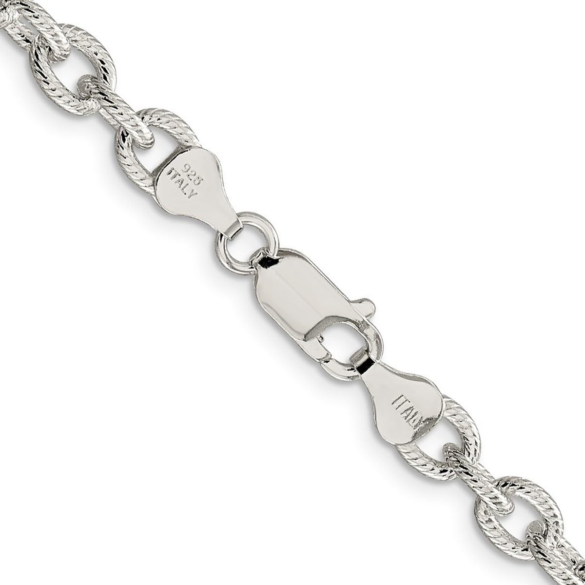 925 Sterling Silver Textured Polished 6.25mm Fancy Rolo Chain Necklace with Lobster Claw - Unisex Jewelry for Women & Men - Perfect for Everyday Wear, Gifts & Special Occasions