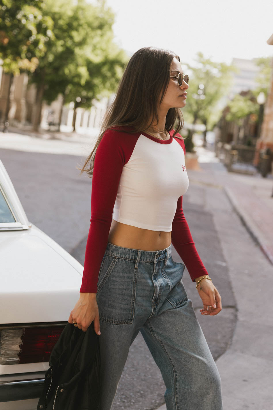 Becca Raglan Tee Women's Short Sleeve T-Shirt in Red | Soft Cotton Blend | Casual & Comfortable Fit | Perfect for Everyday Wear, Weekend Outings & Layering