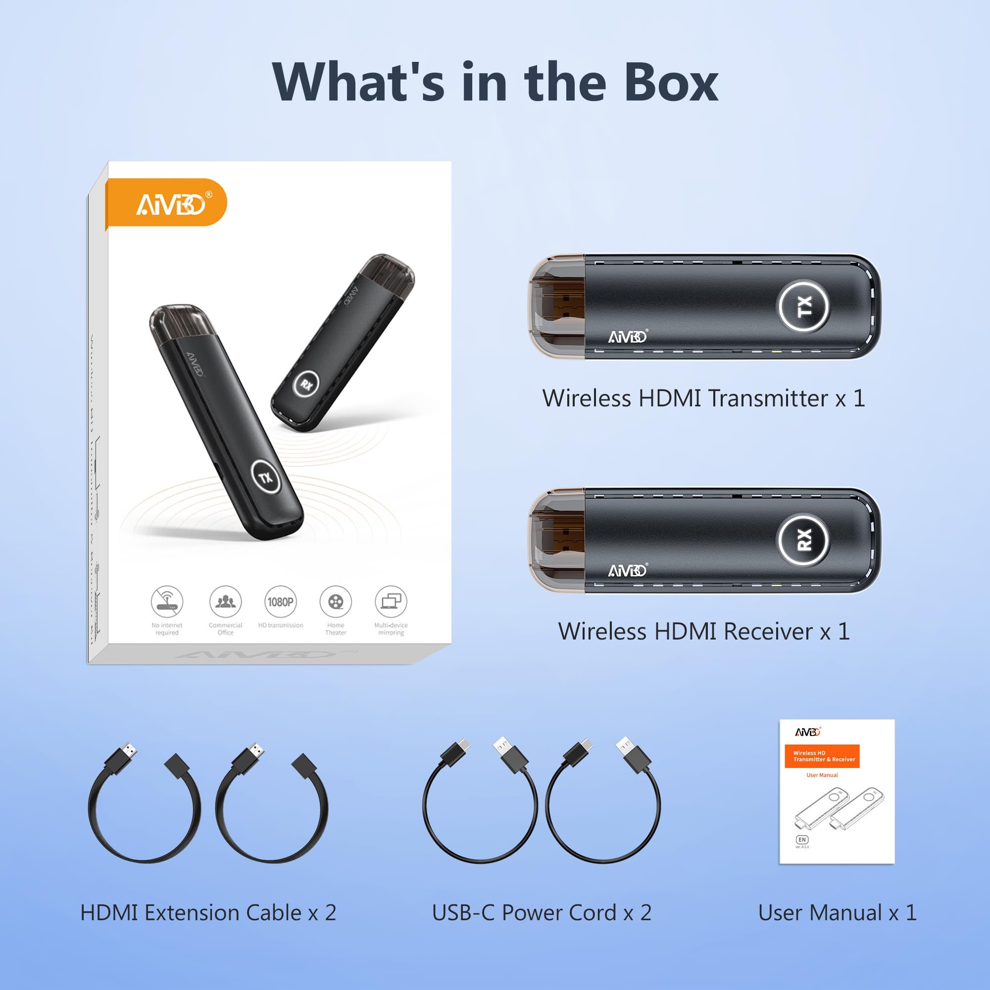 TIMBOOTECH Wireless HDMI Transmitter and Receiver 4K Ultra HD, 5.8GHz 1080P@60fps - Stream Video & Audio from Laptop, PC, Cable Box, Camera to TV/Monitor - Plug & Play, Portable HDMI Extender Up to 165FT/50M Range - Perfect for Home Theater, Gaming, Presentations & Live Streaming