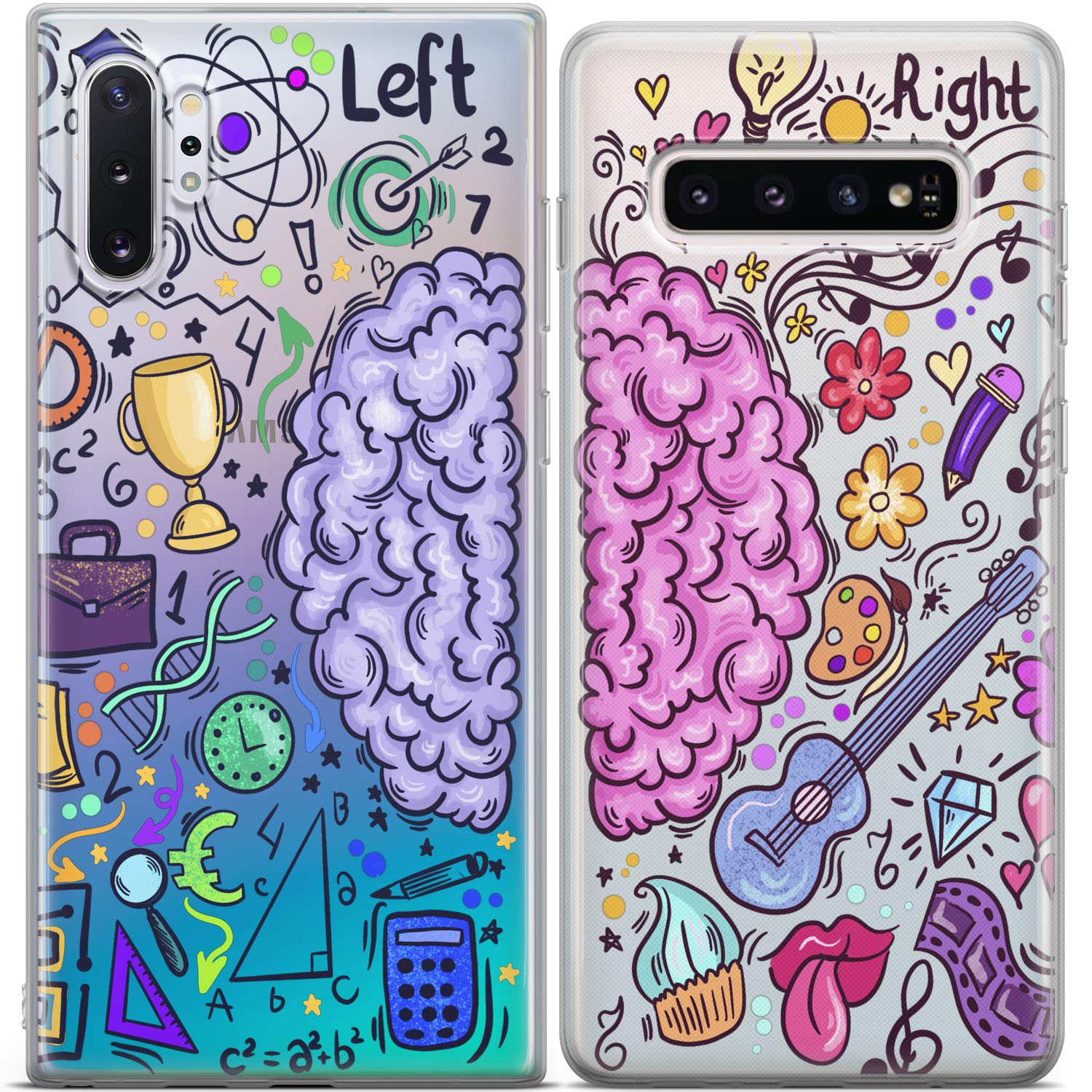 **Premium Slim Cute Protective Silicone Phone Case Compatible with iPhone 15 Pro Max/14 Plus/13/12 Mini/11/SE/XS/XR/8/7 - Unique Brain Art Design for Girlfriend, Best Friend, Couple - Perfect for Science & Music Lovers, Daily Use & Gifting**